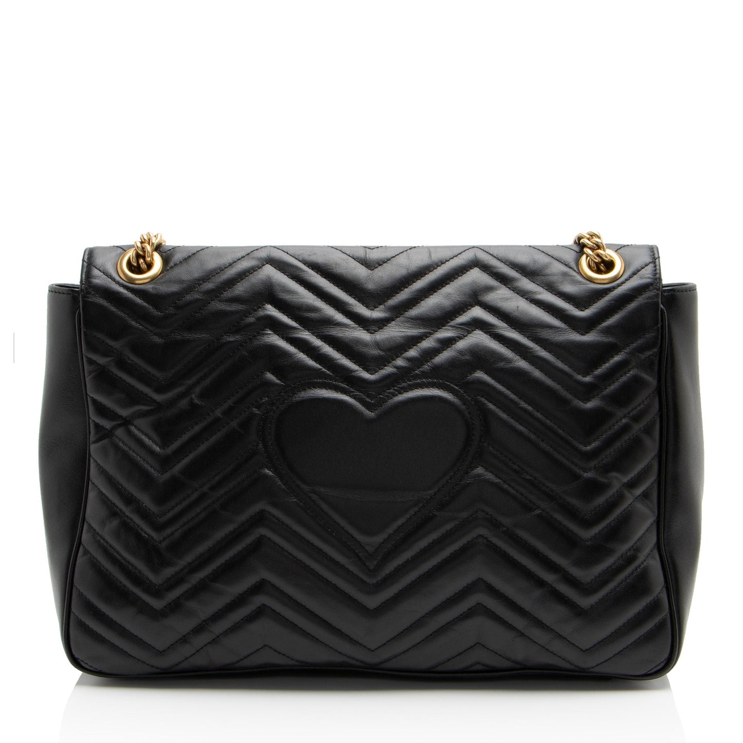 Gucci GG Marmont Flap Matelasse Leather Black Large Crossbody Bag