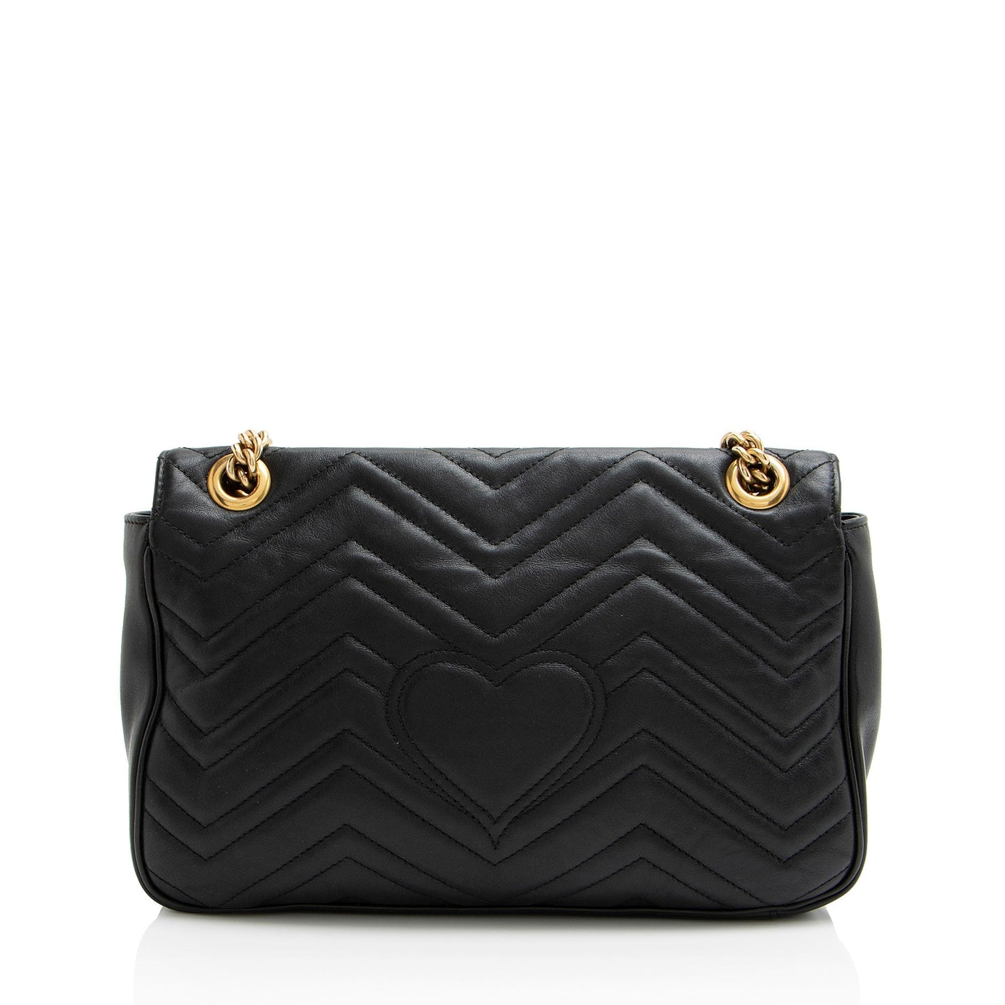 Gucci GG Marmont Flap Matelasse Leather Black Medium Crossbody Bag Shf Fqn3Gp