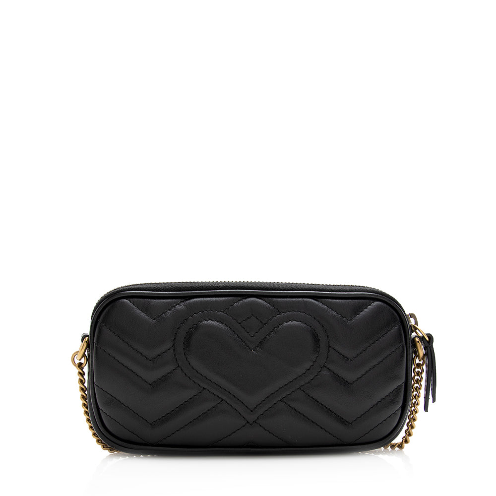 Gucci GG Marmont East West SHF Matelasse Leather Black Mini Crossbody Bag