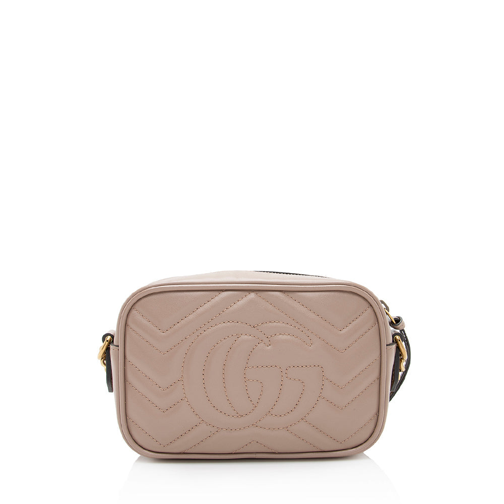 Gucci GG Marmont SHF Matelasse Leather Beige Mini Crossbody Bag