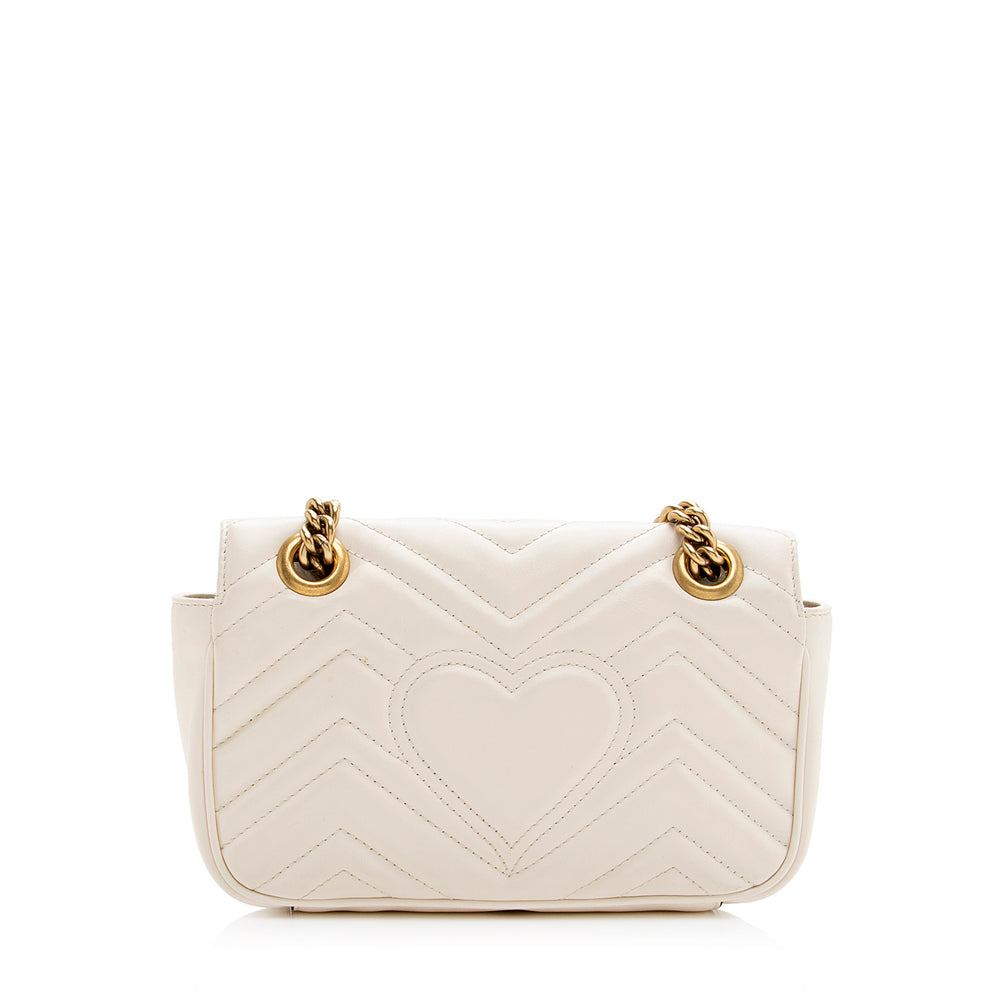 Gucci GG Marmont SHF Matelasse Leather White Mini Crossbody Bag
