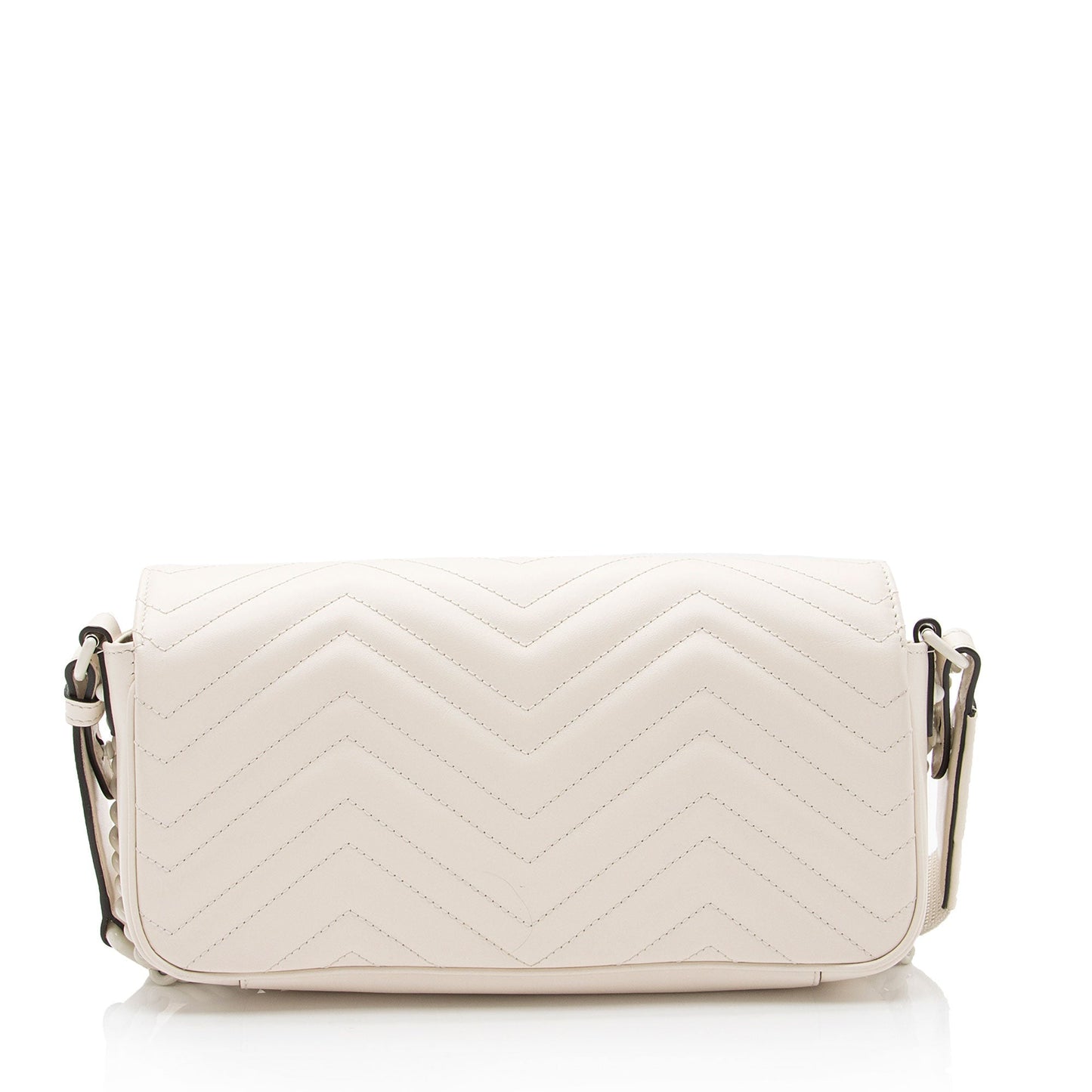 Gucci GG Marmont Monochrome Flap SHF-KTzQNK Matelasse Leather Nylon White Shoulder Bag