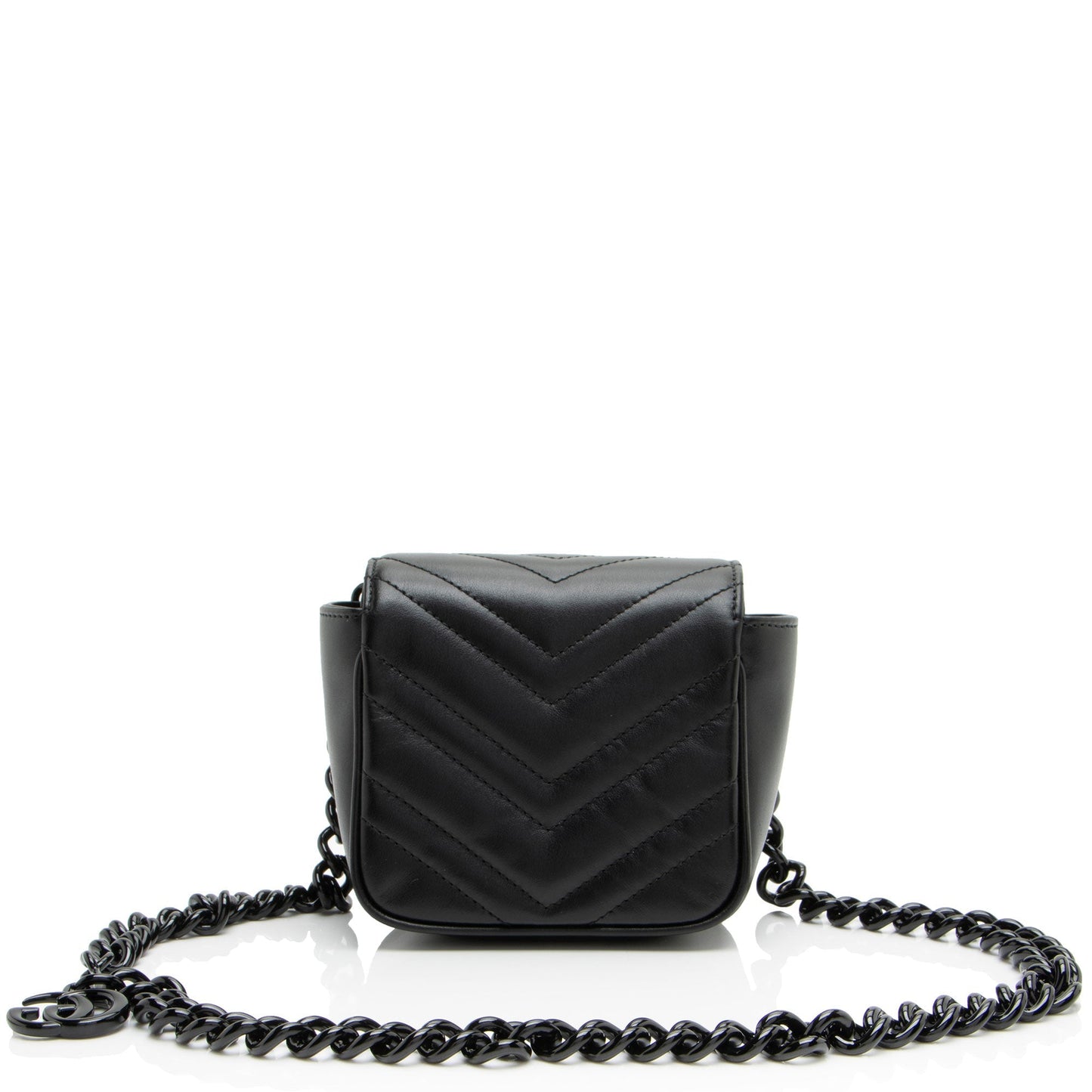 Gucci GG Marmont Monochrome Square Belt Matelasse Leather Black Chain Accessory Bag 4
