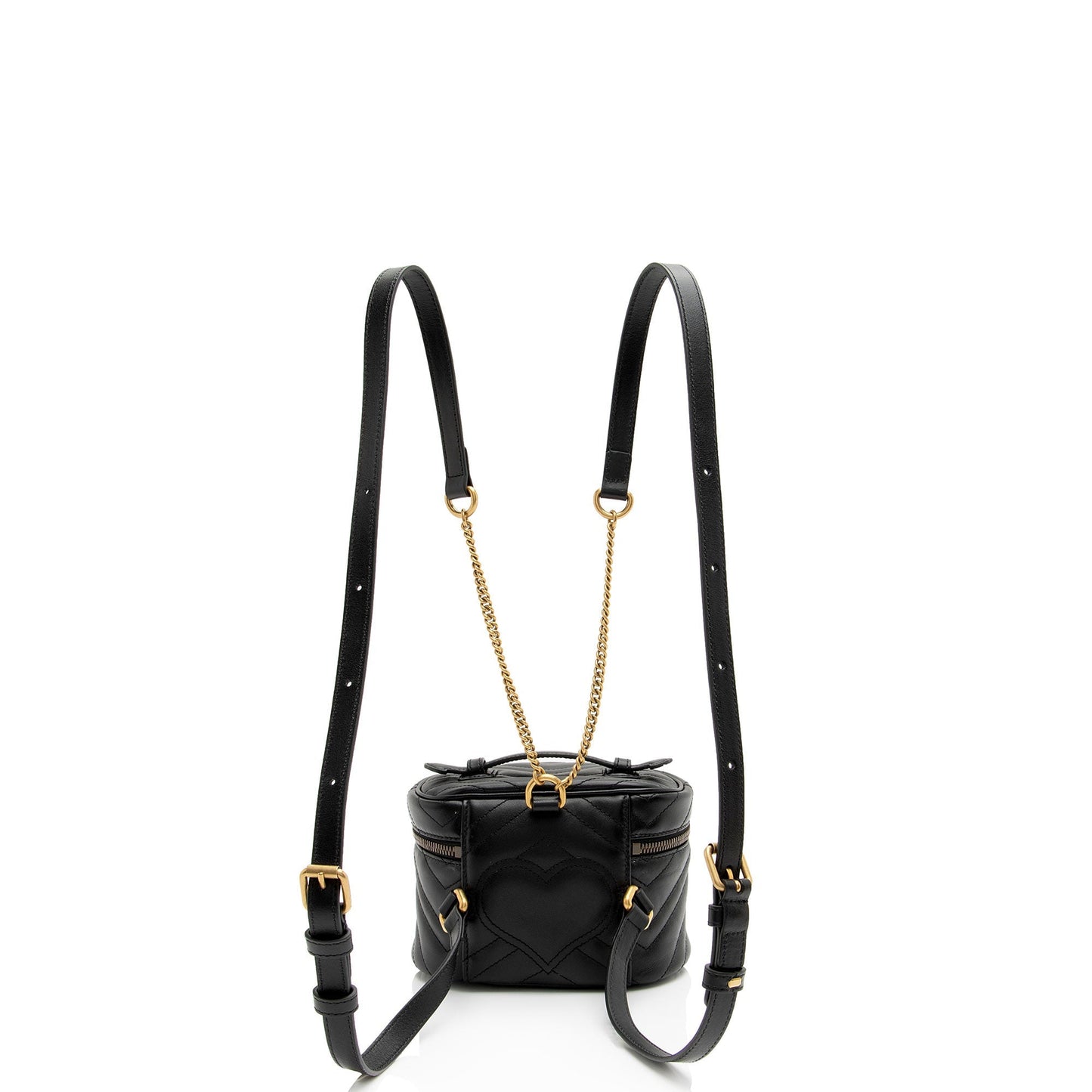 Gucci GG Marmont Round Backpack SHF-nSn7Zg Matelasse Leather Black Mini Shoulder Bag