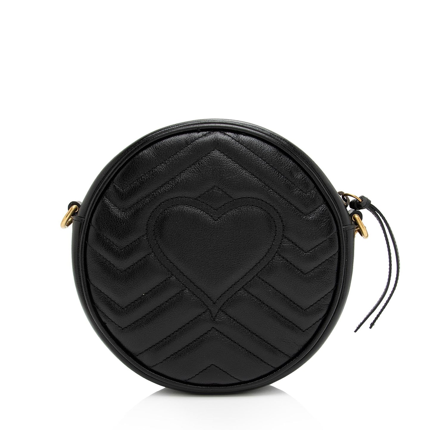 Gucci GG Marmont Round SHF-16xHJX Matelasse Leather Black Mini Crossbody Bag