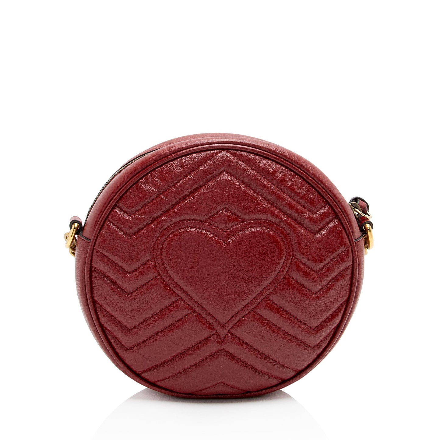 Gucci GG Marmont Round Matelasse Leather Red Mini Crossbody Bag Shf Yceftl