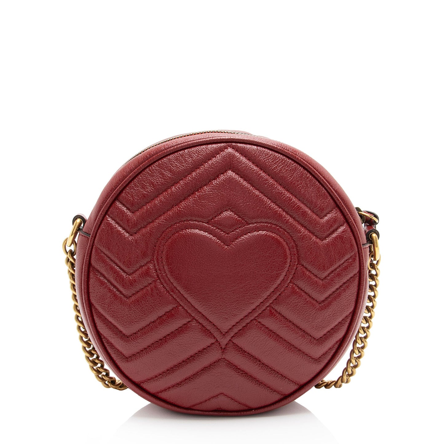 Gucci GG Marmont Round Matelasse Leather Red Mini Crossbody Bag Shf Rhgrxx