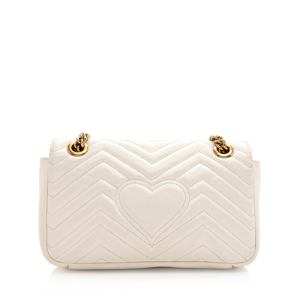 Gucci GG Marmont SHF Matelasse Leather White Small Crossbody Bag