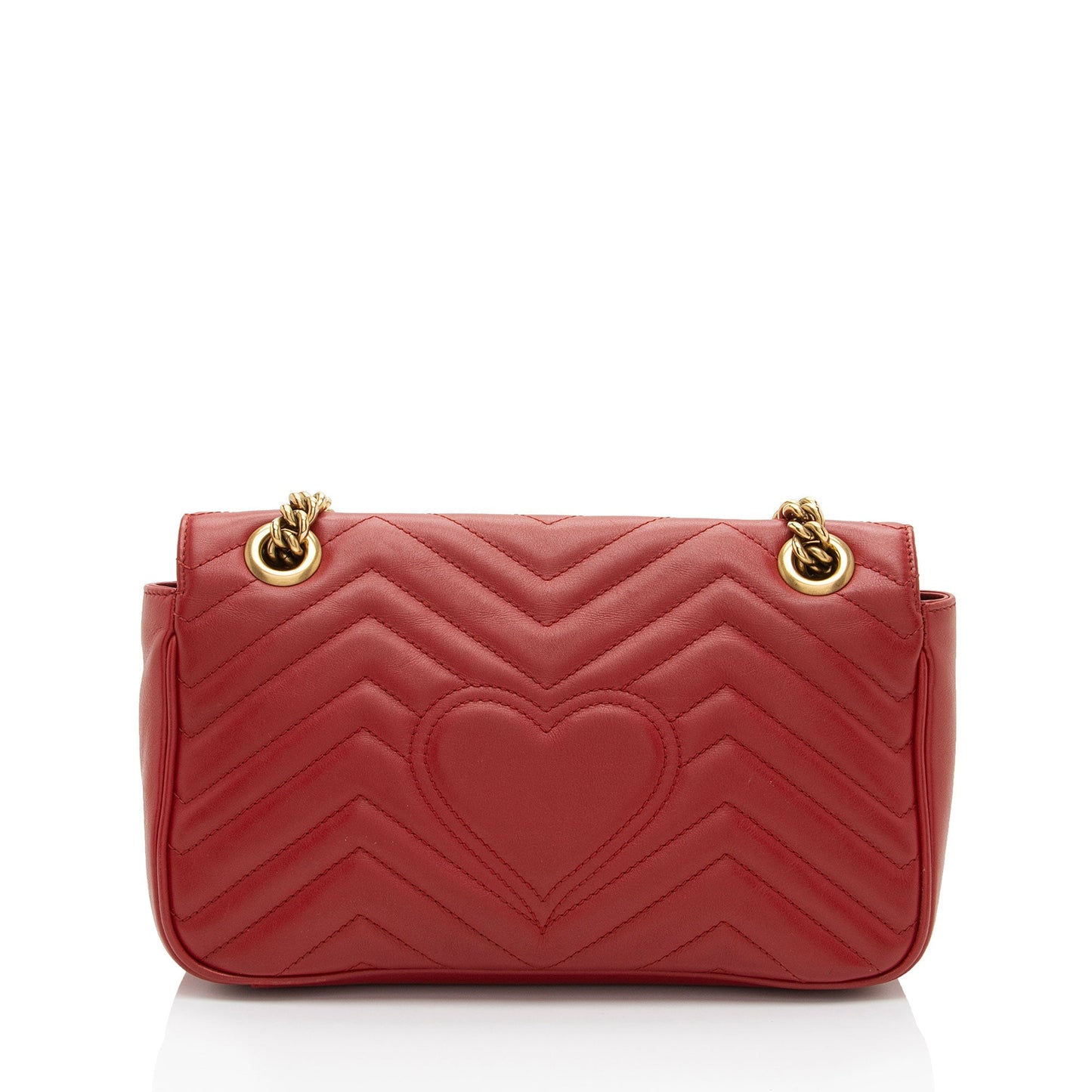 Gucci GG Marmont Flap Matelasse Leather Red Small Crossbody Bag Shf Vr7Wbx