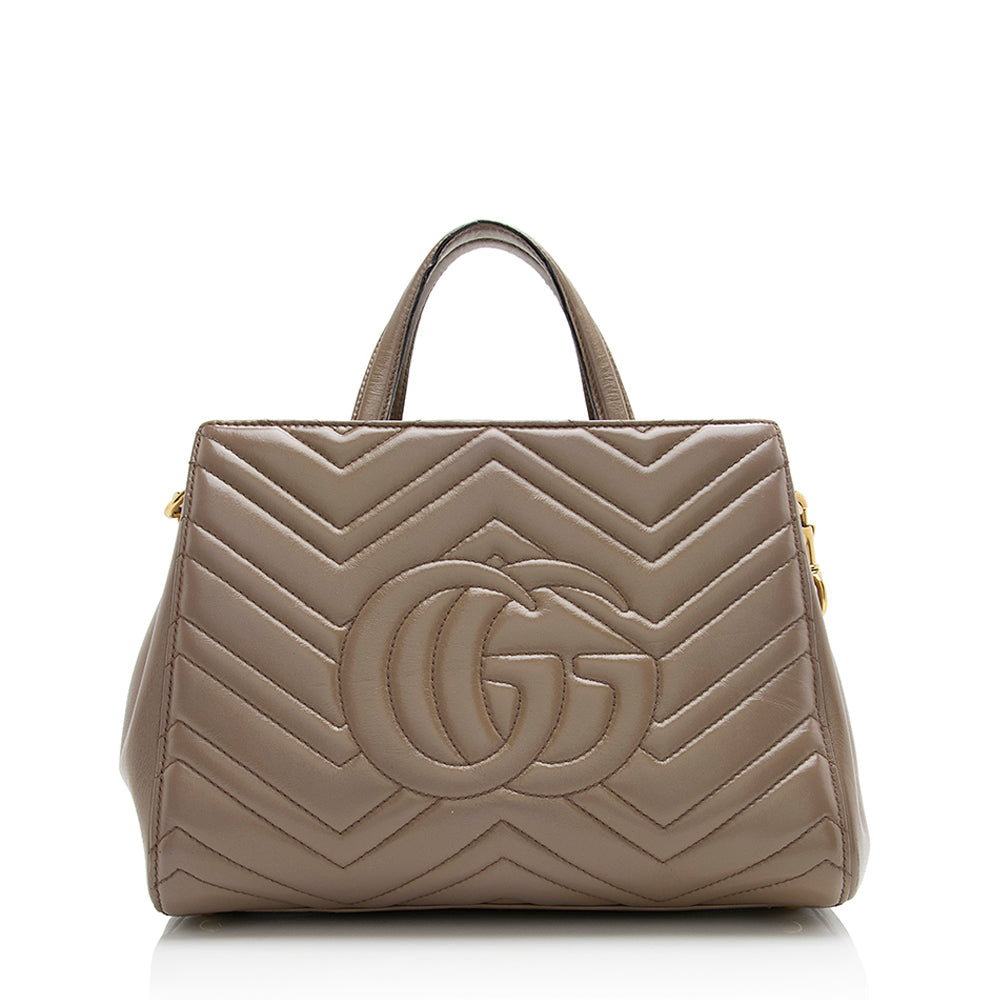 Gucci GG Marmont - FINAL SHF Matelasse Leather Beige Small Satchel Bag