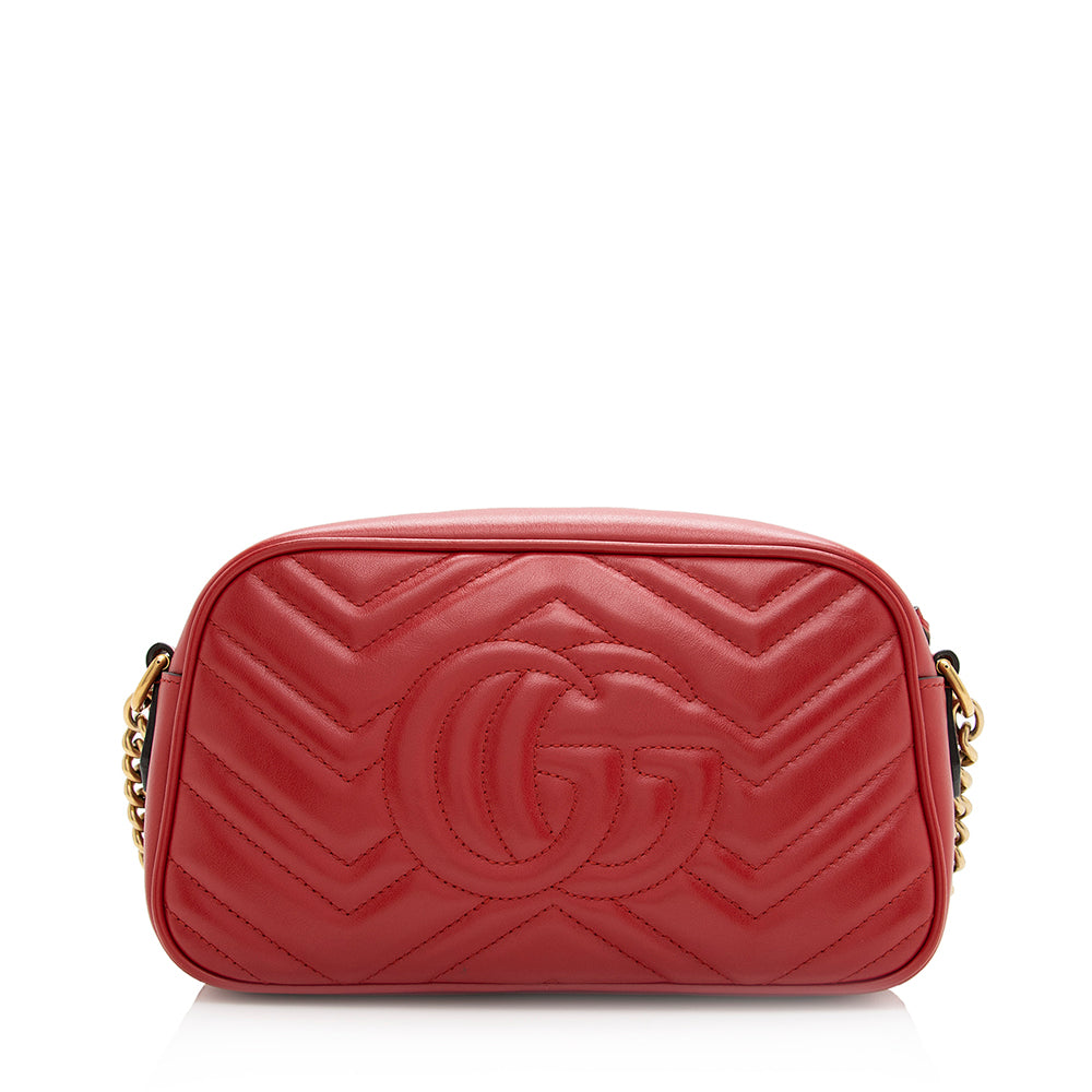 Gucci GG Marmont SHF Matelasse Leather Red Small Crossbody Bag Bag Shf