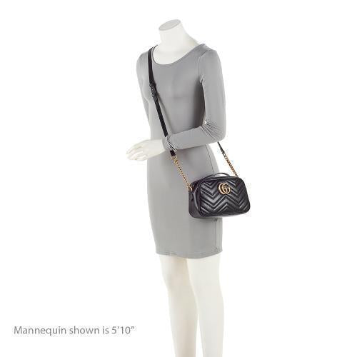Gucci GG Marmont SHF-X9kyDa Matelasse Leather Black Small Crossbody Bag