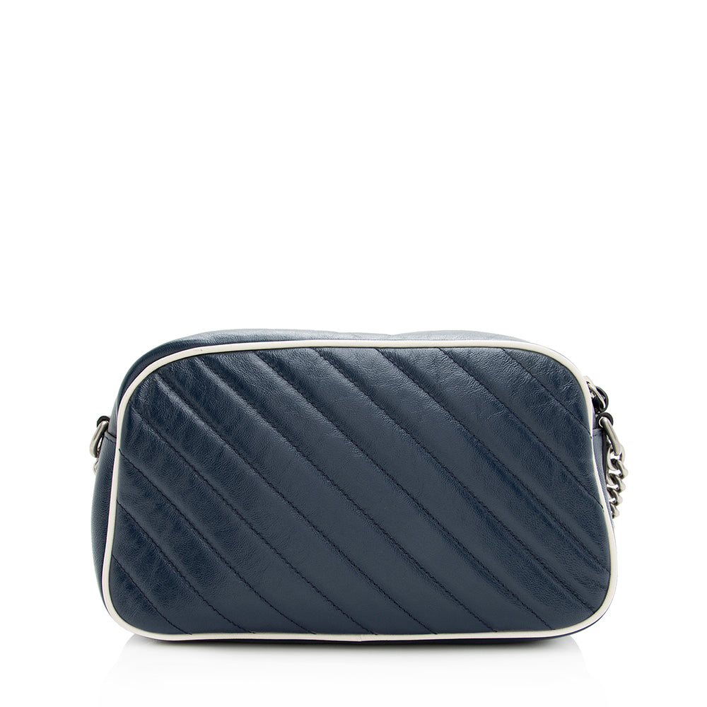 Gucci GG Marmont Torchon SHF Matelasse Leather White Blue Crossbody Bag