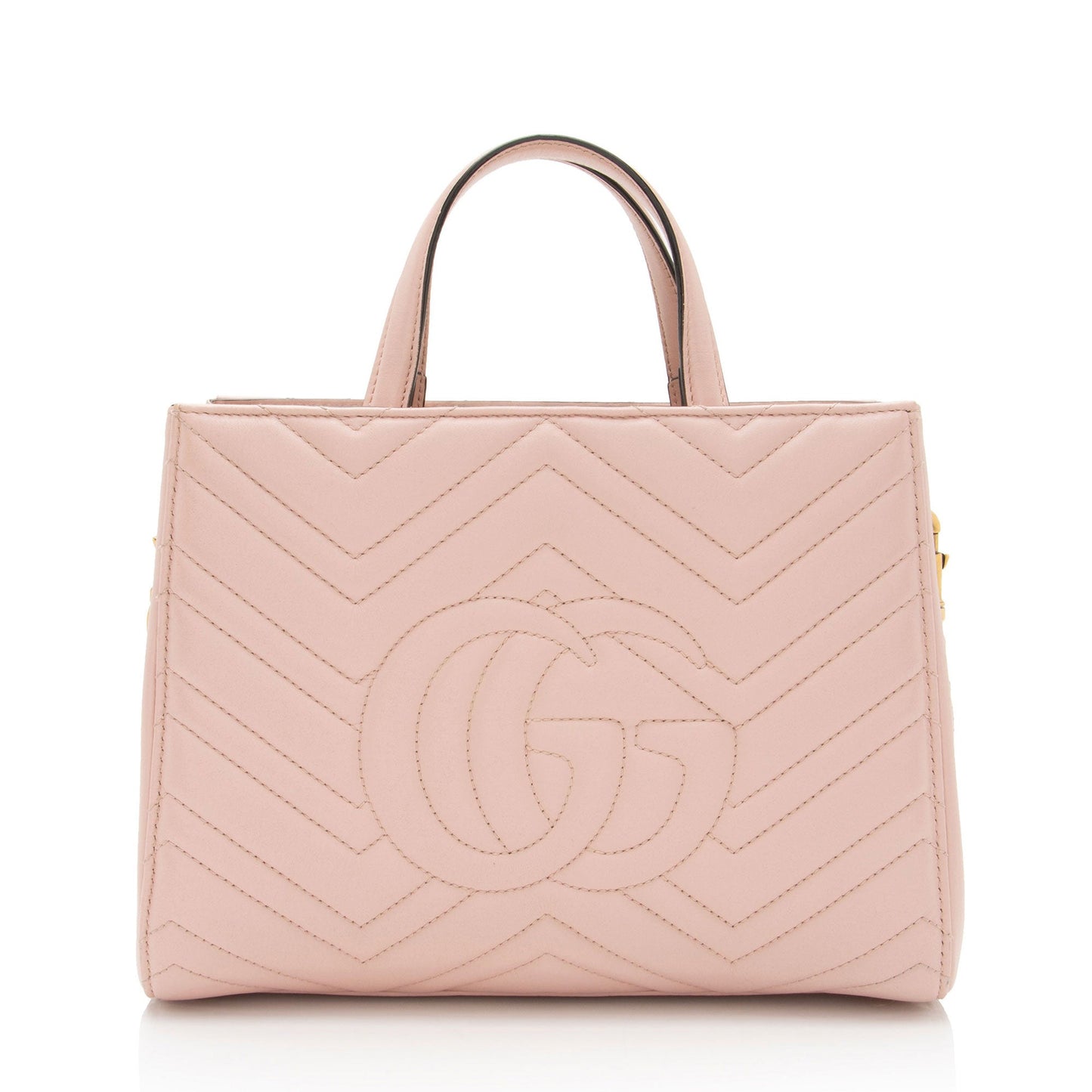 Gucci GG Marmont Top Handle SHF-0hn0Gf Matelasse Leather Pink Small Satchel Bag