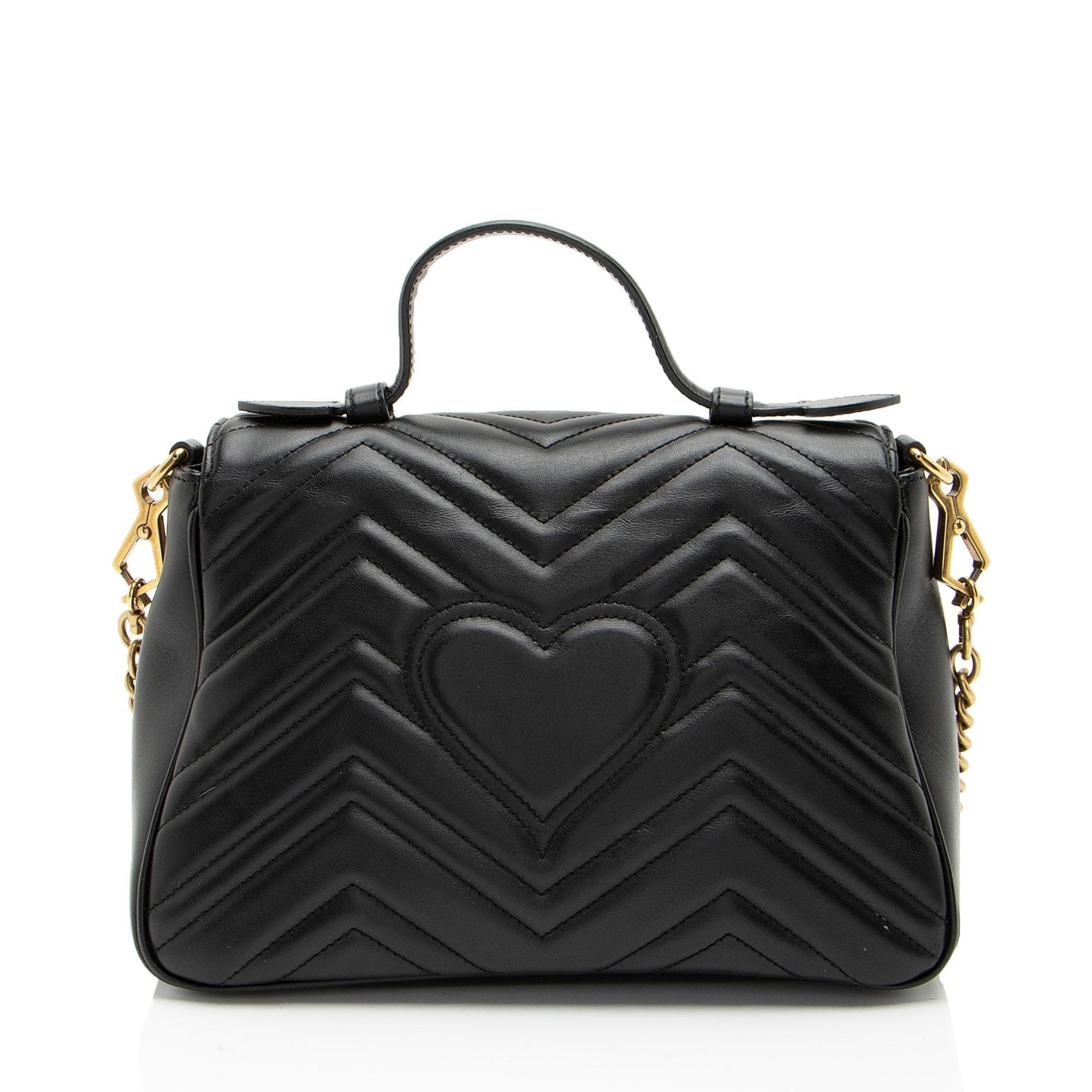 Gucci GG Marmont Top Handle Matelasse Leather Black Small Shoulder Bag