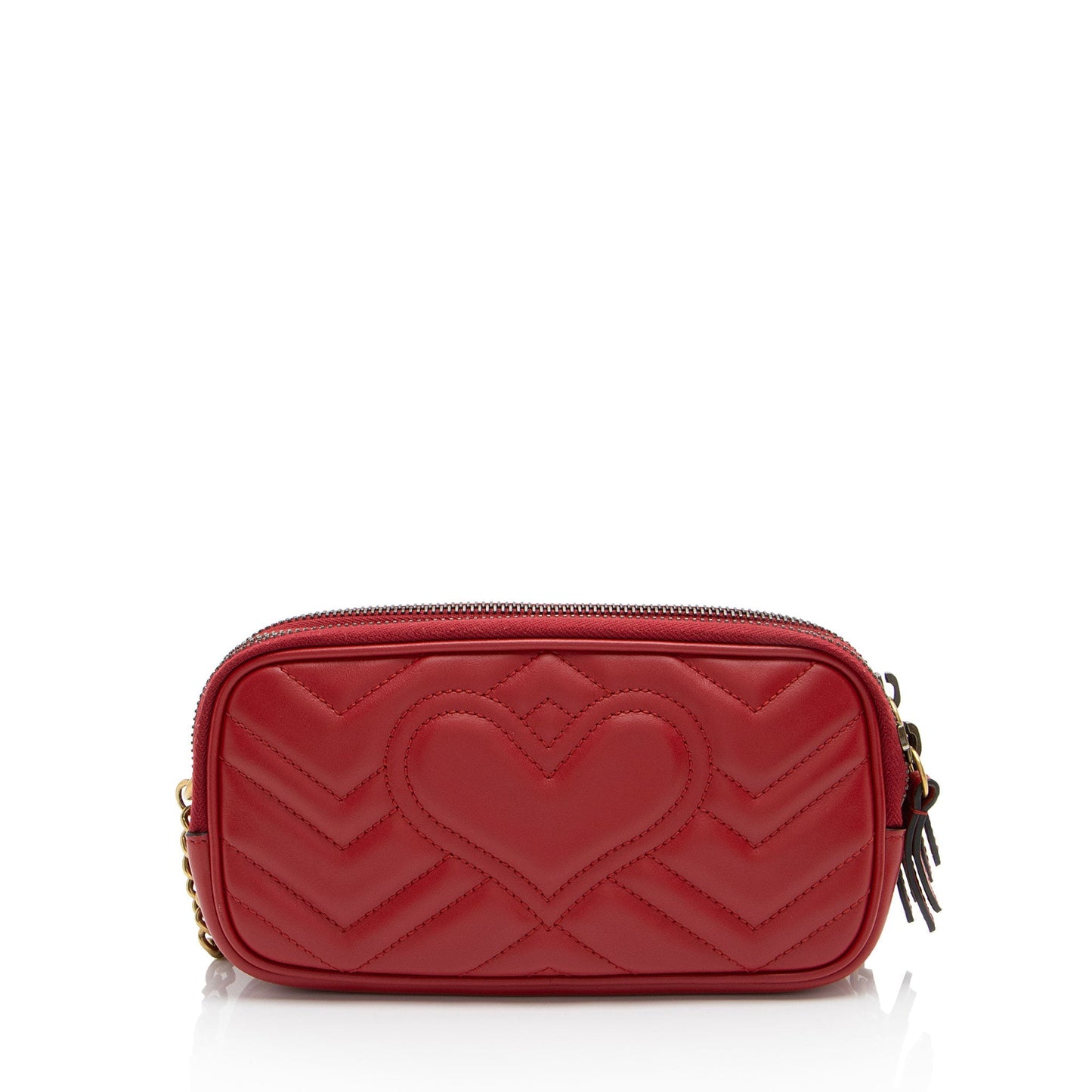 Gucci GG Marmont Triple-Zip Matelasse Leather Red Mini Crossbody Bag
