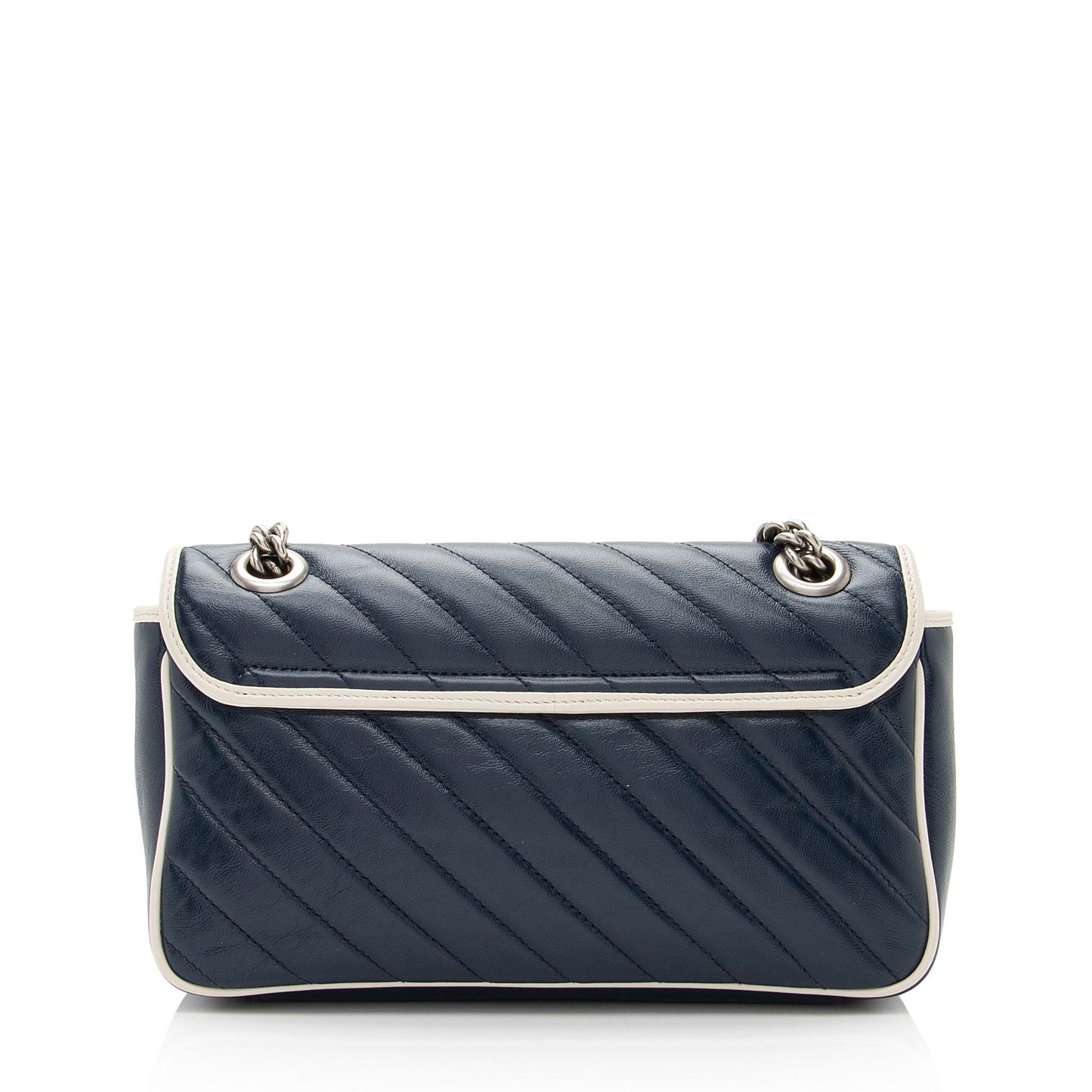 Gucci Torchon GG Marmont Flap SHF-UvP9FL Matelasse Leather White Blue Crossbody Bag