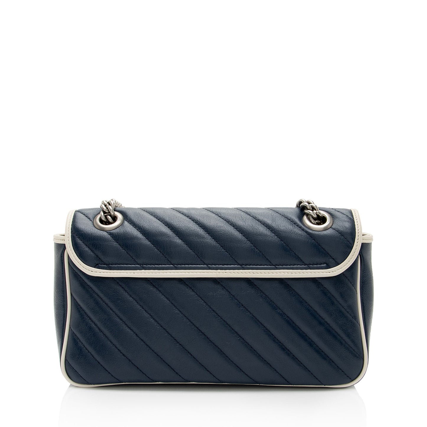 Gucci Torchon GG Marmont Flap SHF-fZFBg1 Matelasse Leather White Blue Crossbody Bag