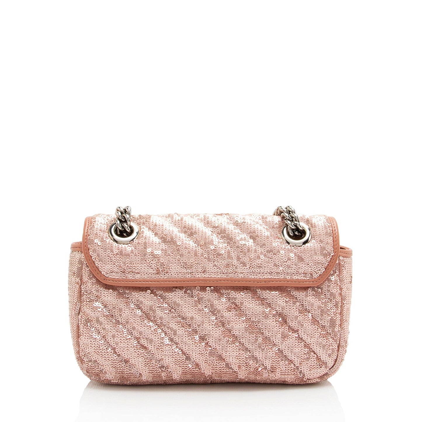 Gucci Sequin GG Marmont Flap Matelasse Leather Pink Mini Crossbody Bag