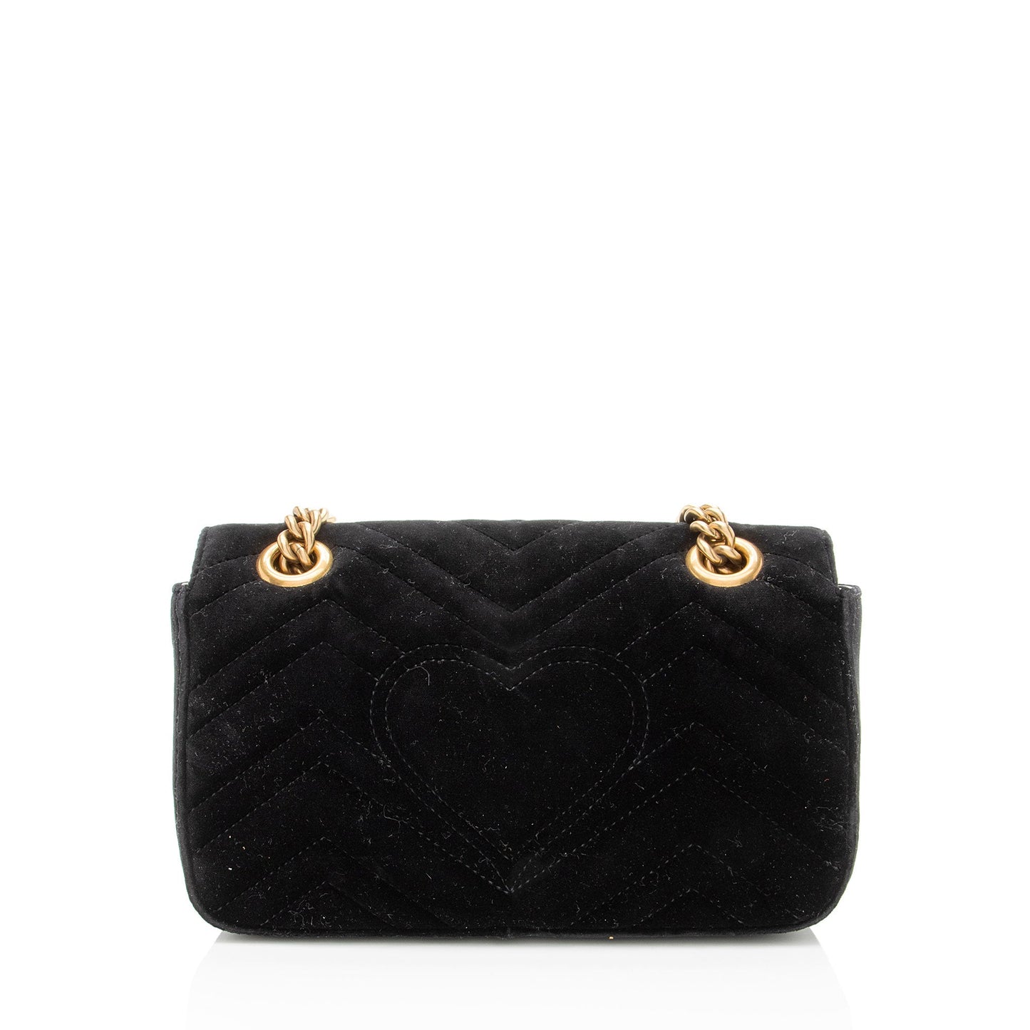 Gucci Velvet GG Marmont Flap Matelasse Leather Black Mini Crossbody Bag