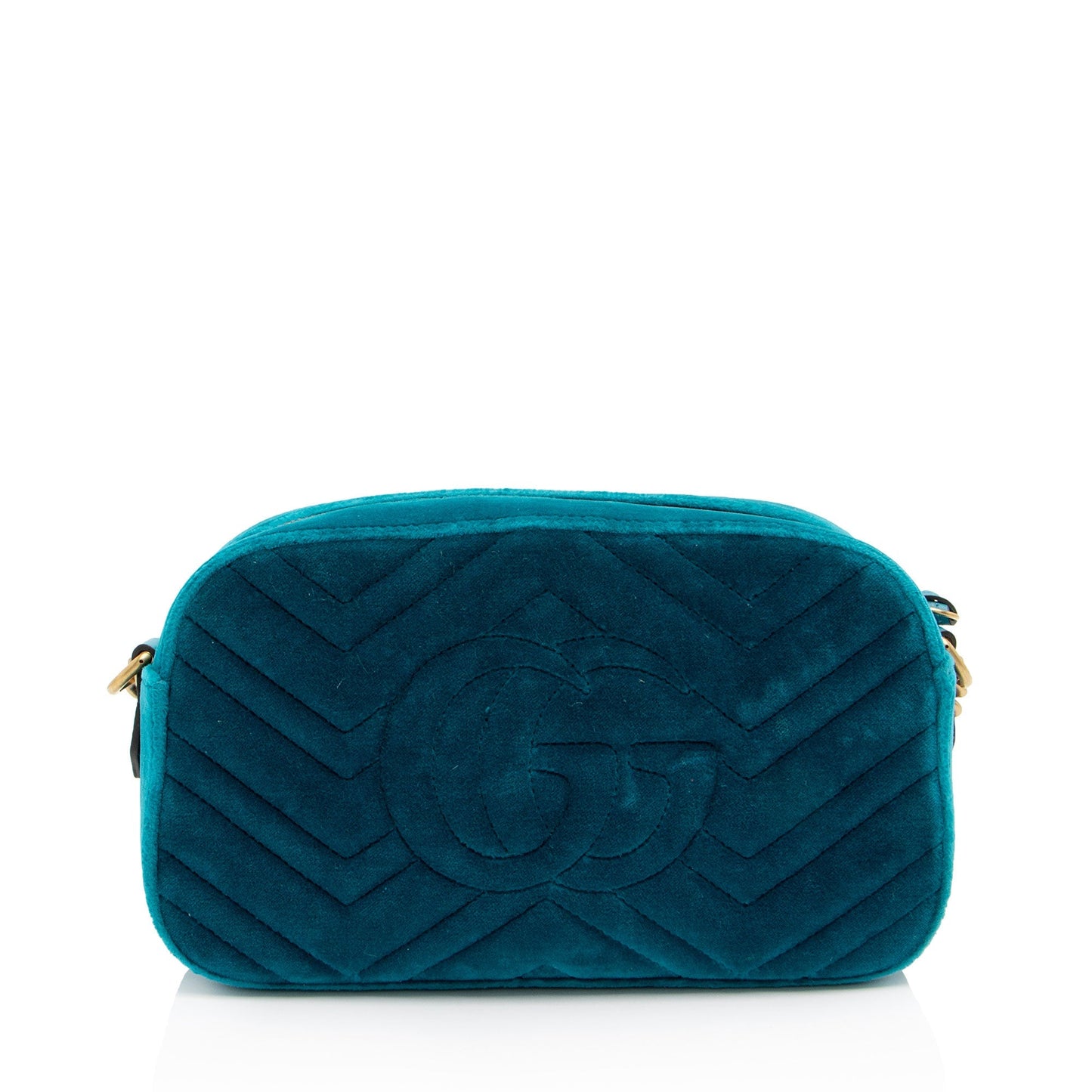 Gucci Velvet GG Marmont SHF-YA81zd Matelasse Leather Blue Small Crossbody Bag