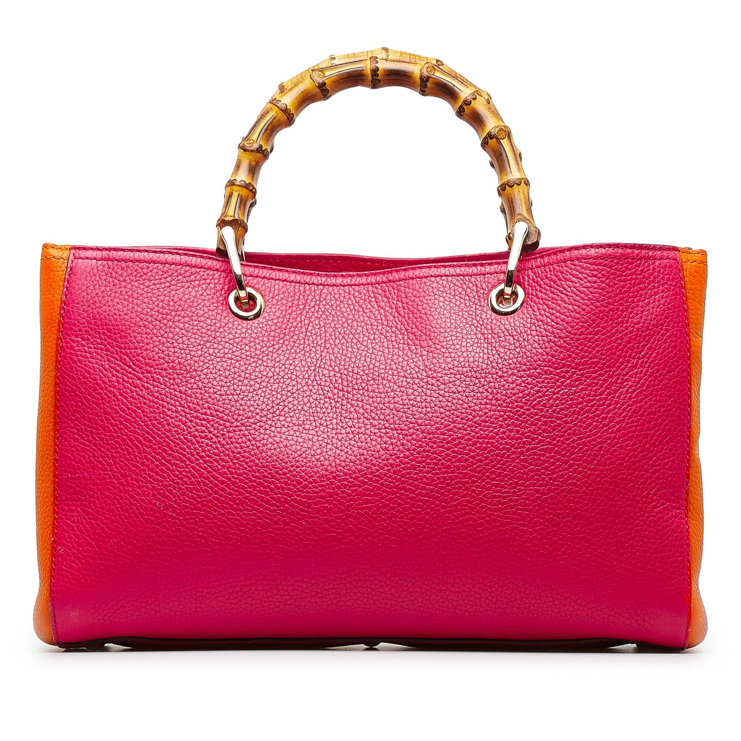 Gucci Bicolor Bamboo Shopper SHG-Sv82lq Calf Red Orange Medium Satchel Bag