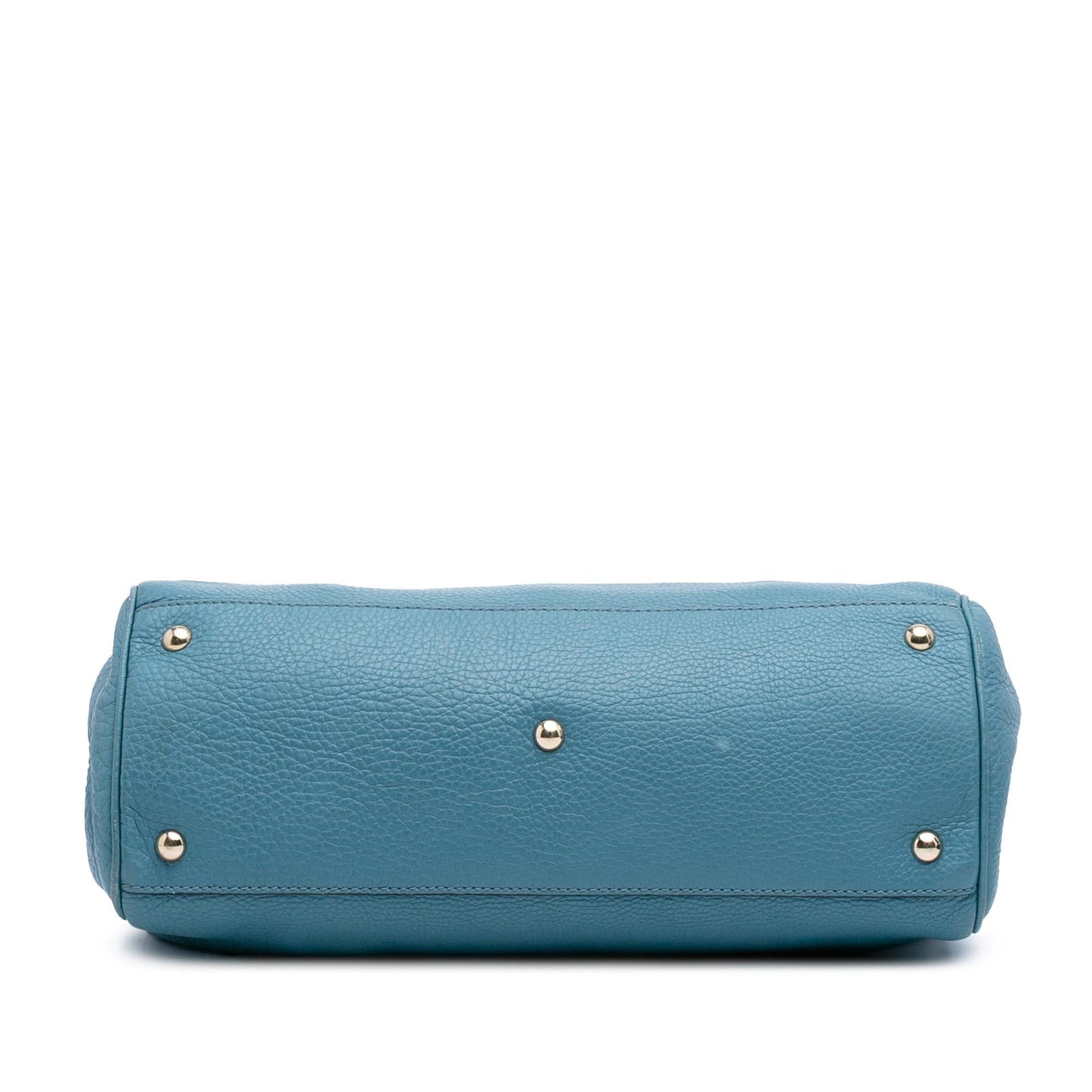 Gucci Bamboo Shopper Calf Calfskin Blue Medium Satchel Bag