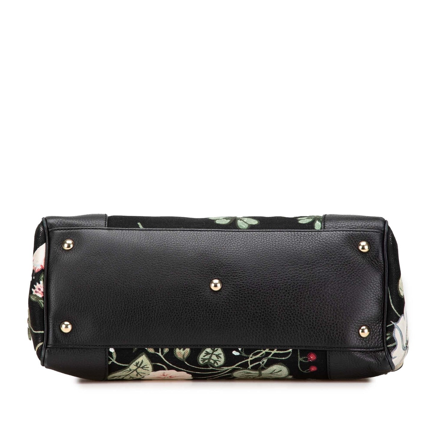 Gucci Bamboo Shopper Flora Knight Canvas Black Medium Satchel Bag