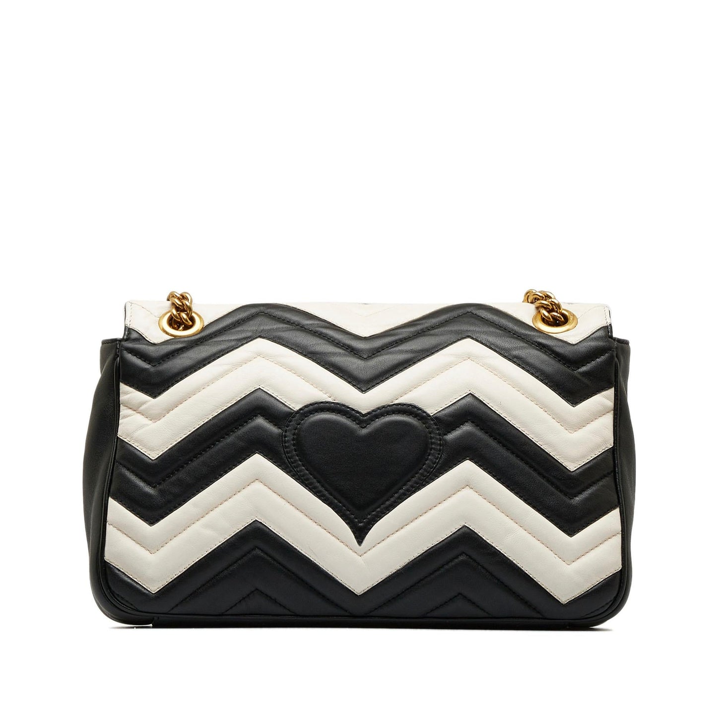 Gucci GG Marmont SHG-7JKm0K Matelasse Calf Black White Crossbody Bag