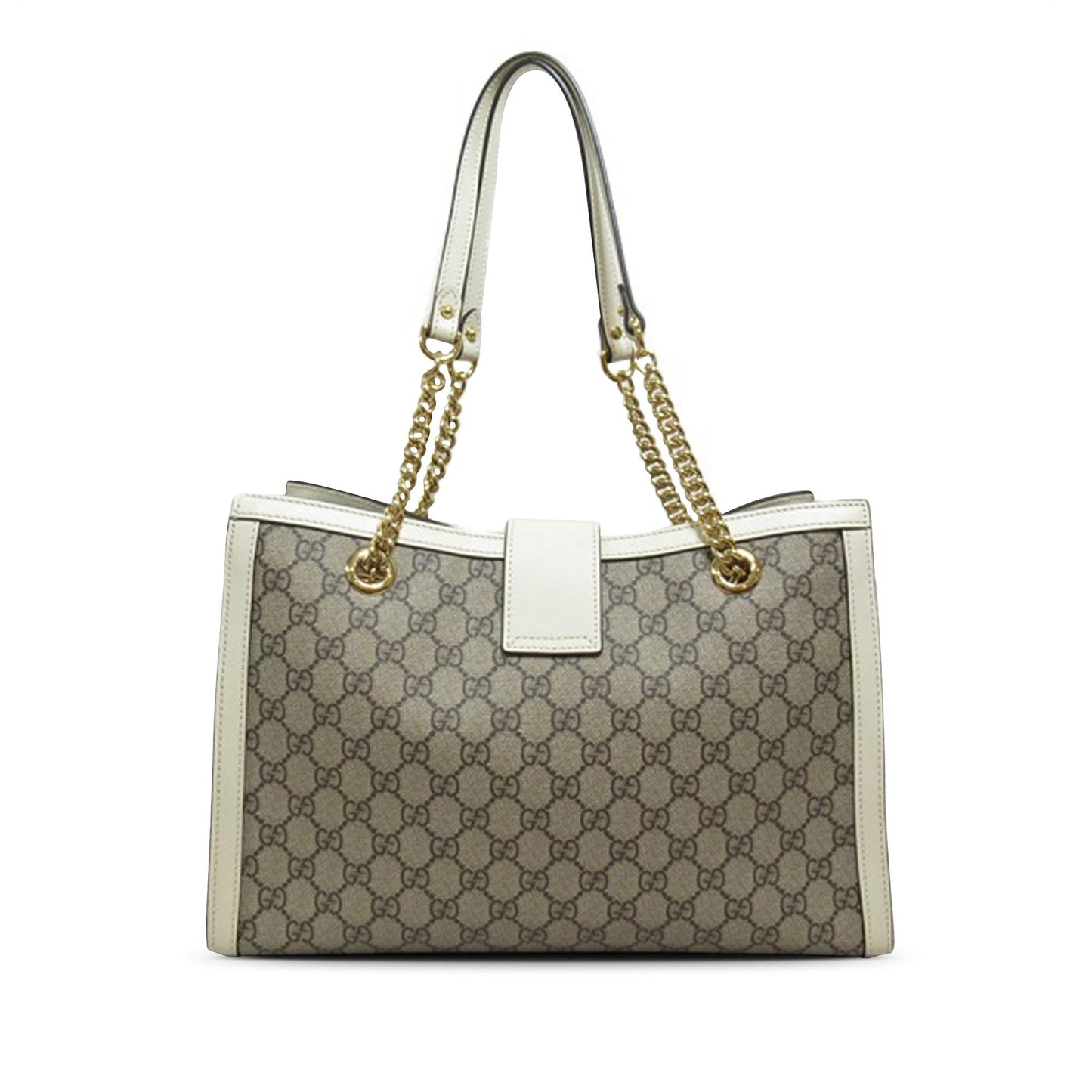 Gucci GG Supreme Padlock SHG-uagYvF Canvas Calf White Brown Tote Bag
