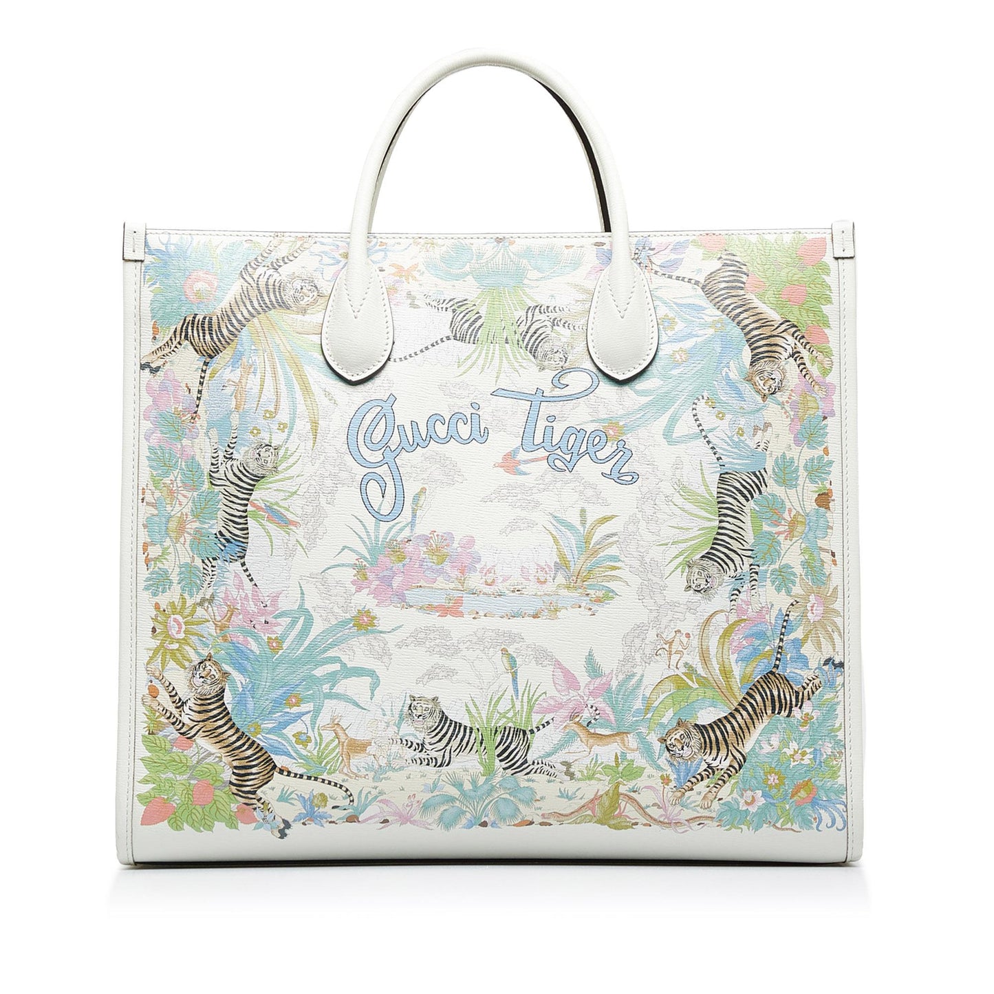 Gucci Tiger Convertible SHG-JIbh0E Calf White Medium Tote Bag