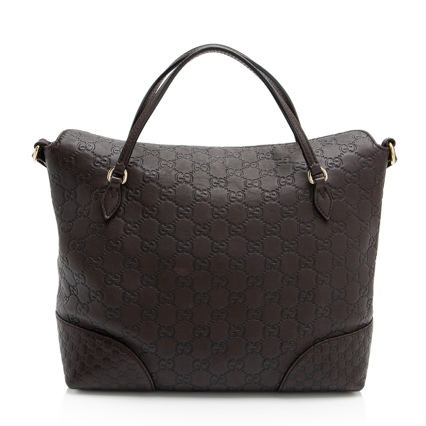 Gucci Metallic Guccissima Bree Fold Over Leather Brown Tote Bag