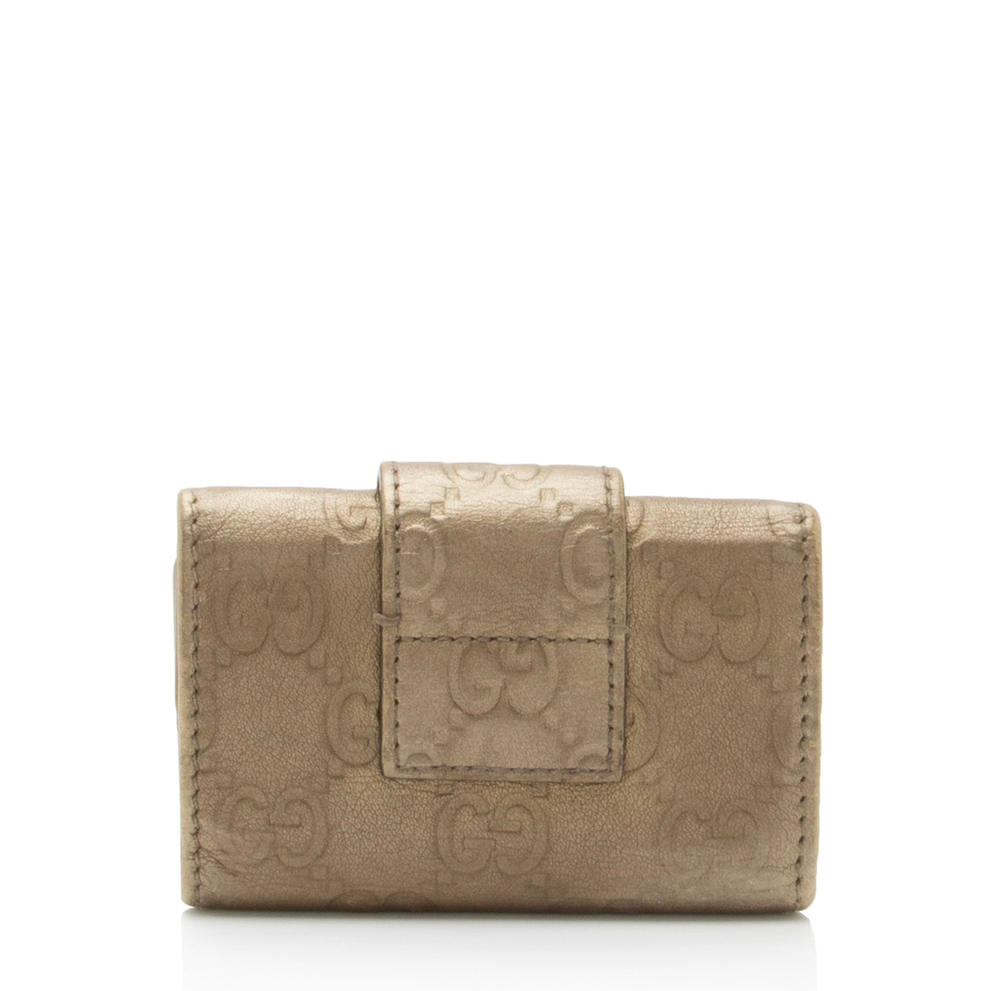Gucci Metallic Guccissima Heart Key Holder Leather Gold Accessory
