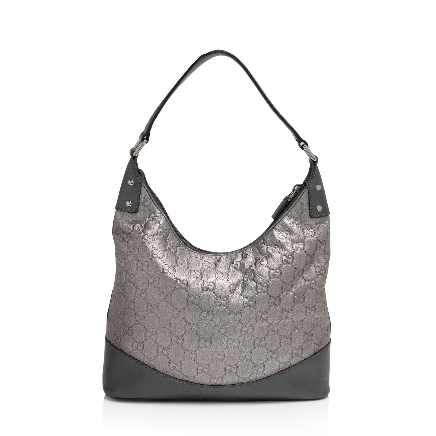 Gucci Metallic Guccissima SHF-WaBJWh Leather Silver Small Shoulder Bag
