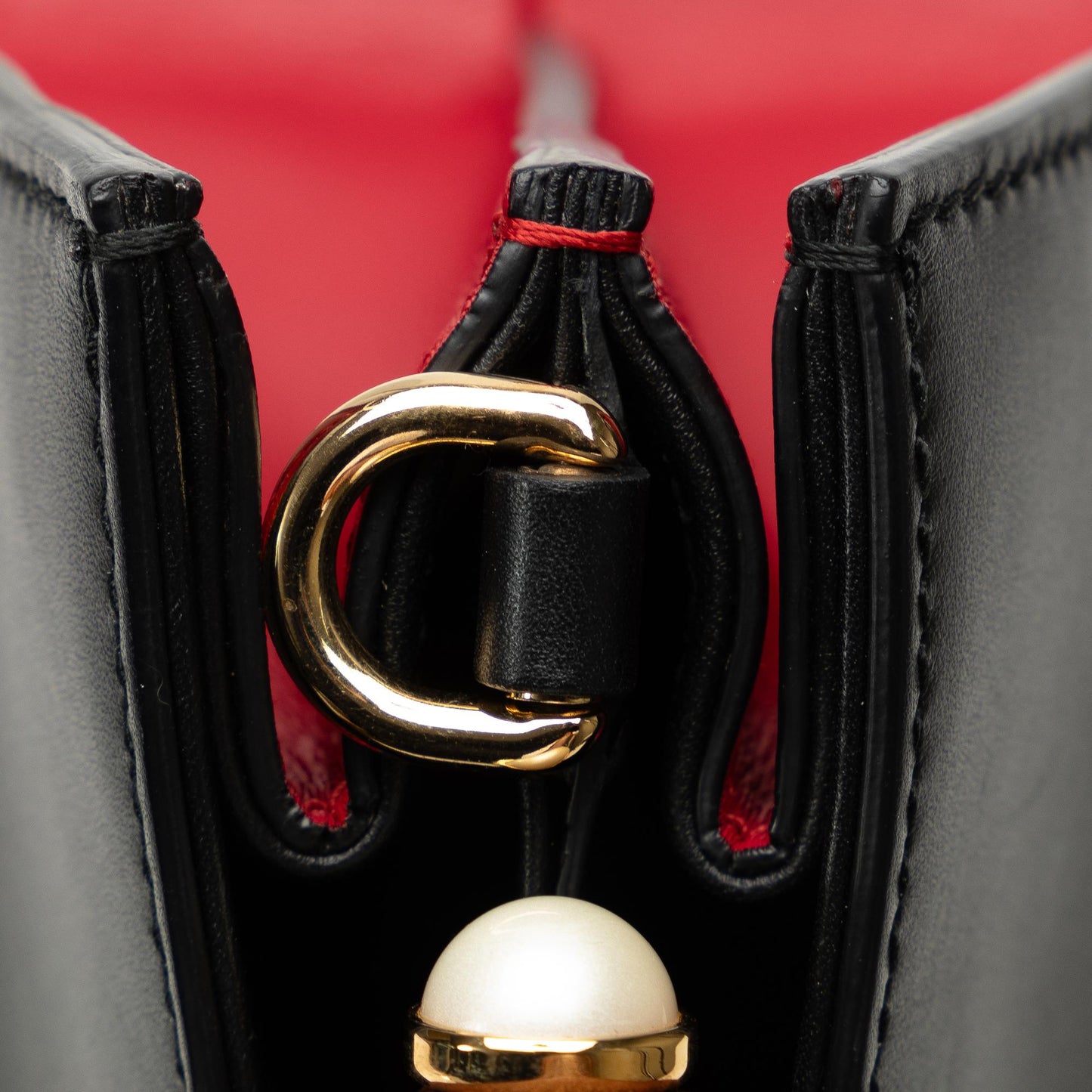 Gucci Bamboo Nymphaea SHG-GZRmls Calf Black Mini Satchel Bag