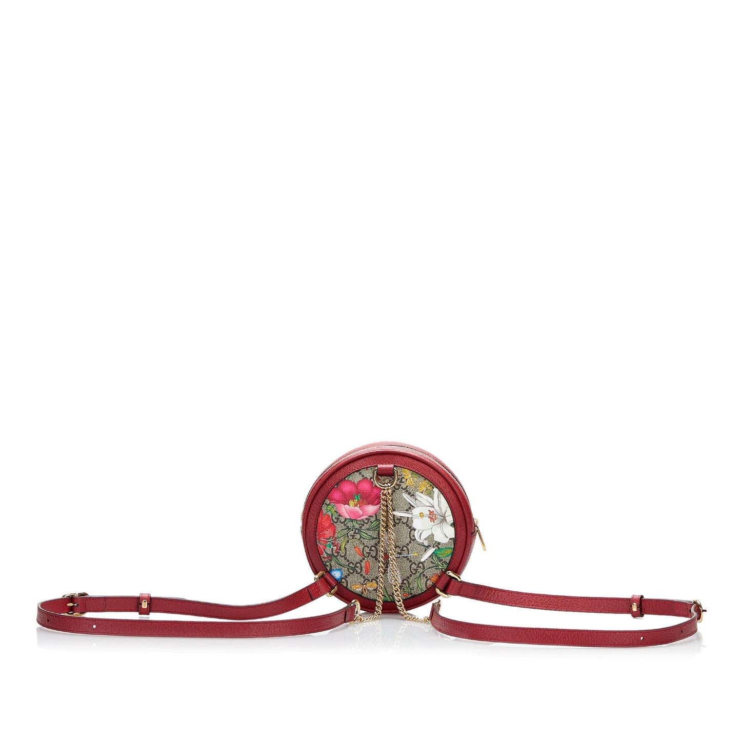 Gucci Flora GG Supreme Round Ophidia Canvas Red Mini Backpack