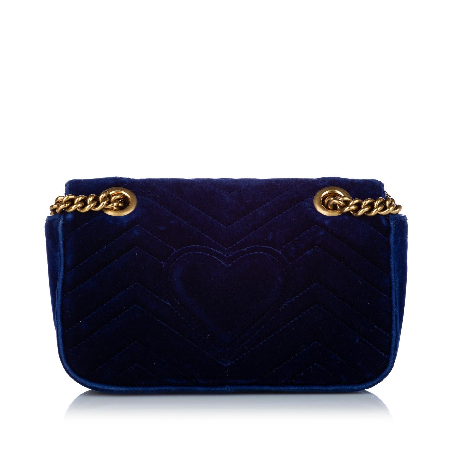 Gucci GG Marmont Velvet SHG Matelasse Blue Mini Crossbody Bag