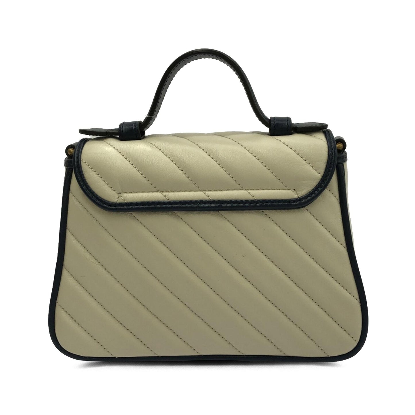 Gucci GG Marmont Top Handle SHG-iCLrcQ Calf Black White Mini Satchel Bag