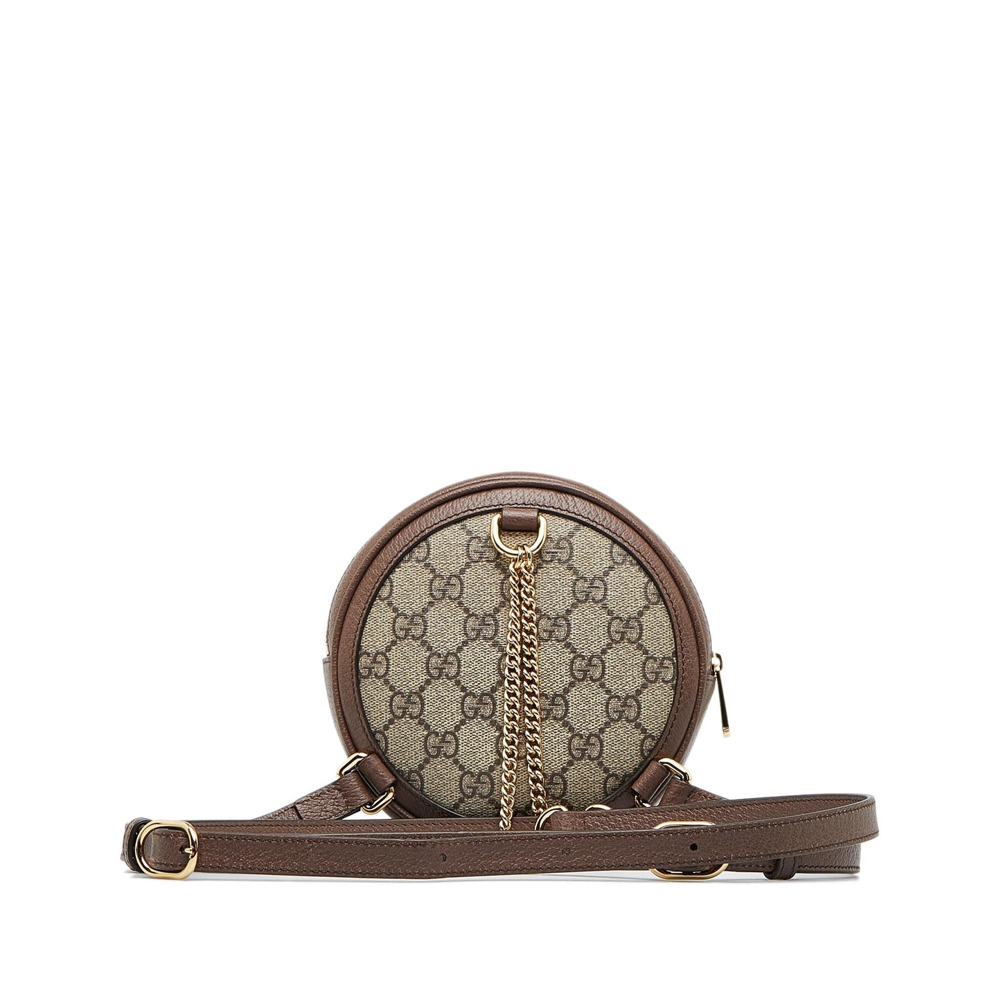 Gucci GG Supreme Round Ophidia Backpack Canvas Calf Brown Mini