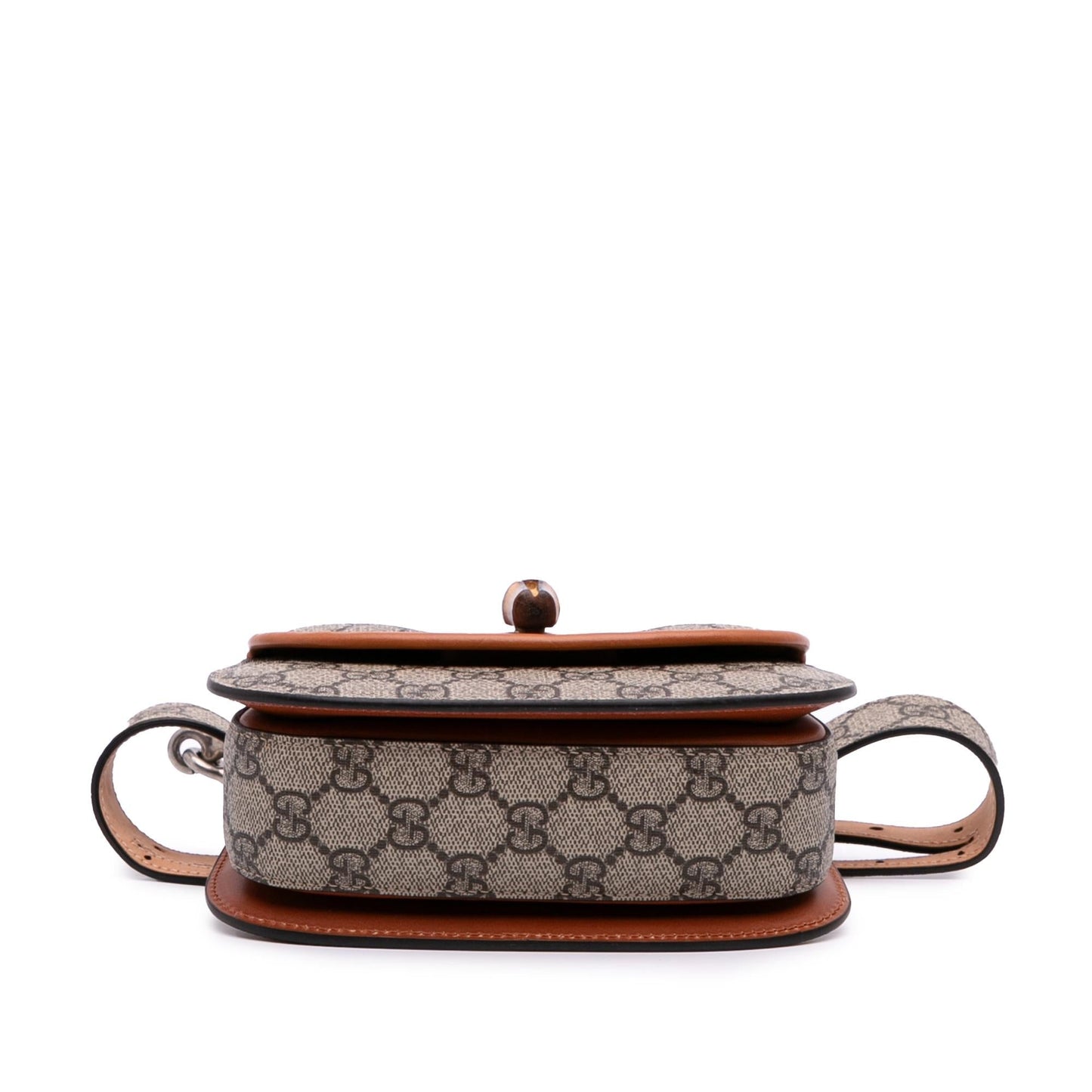 Gucci GG Supreme Web Bamboo Belt Canvas Calf Brown Mini Accessory