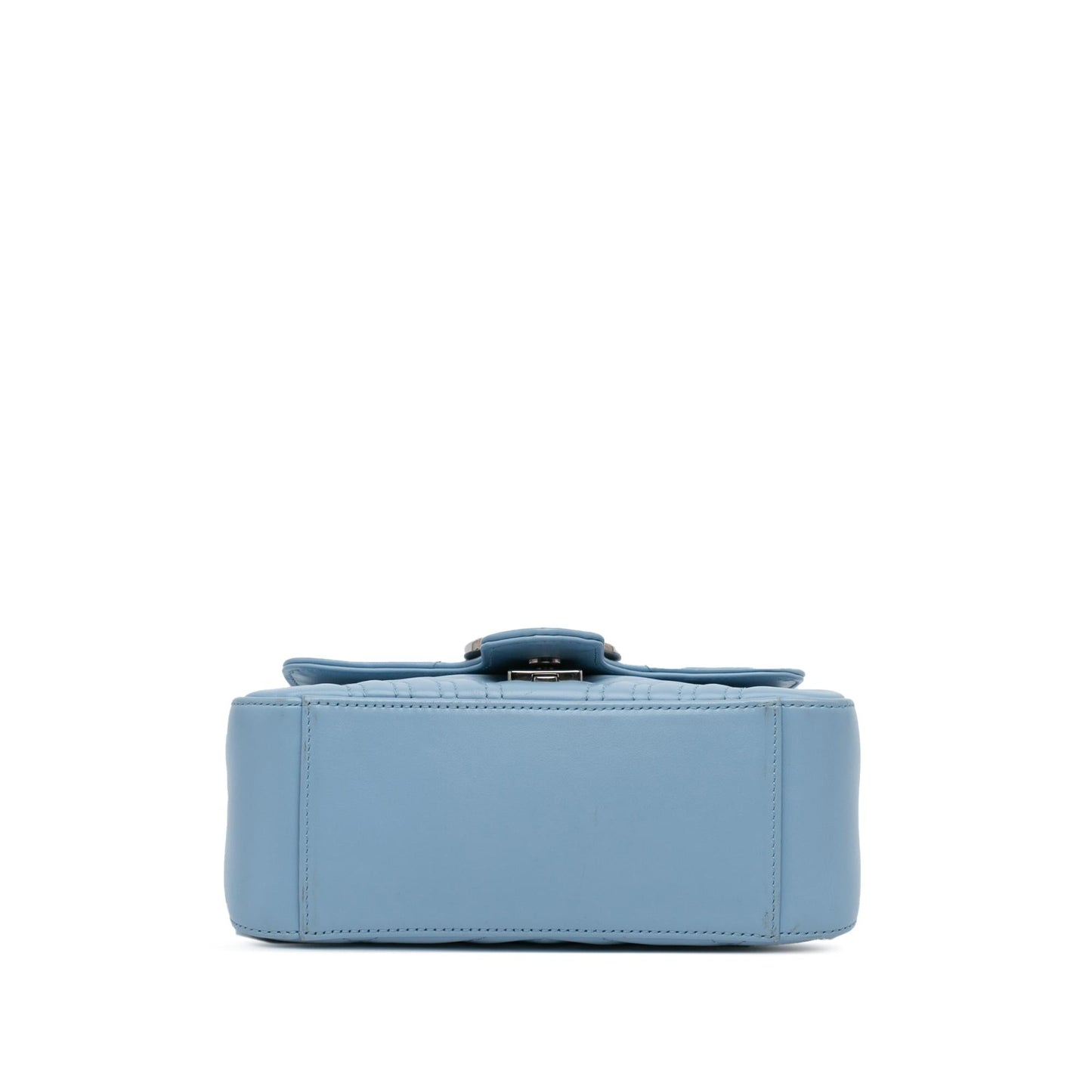 Gucci GG Marmont Top Handle Leather Calf Blue Mini Satchel Bag