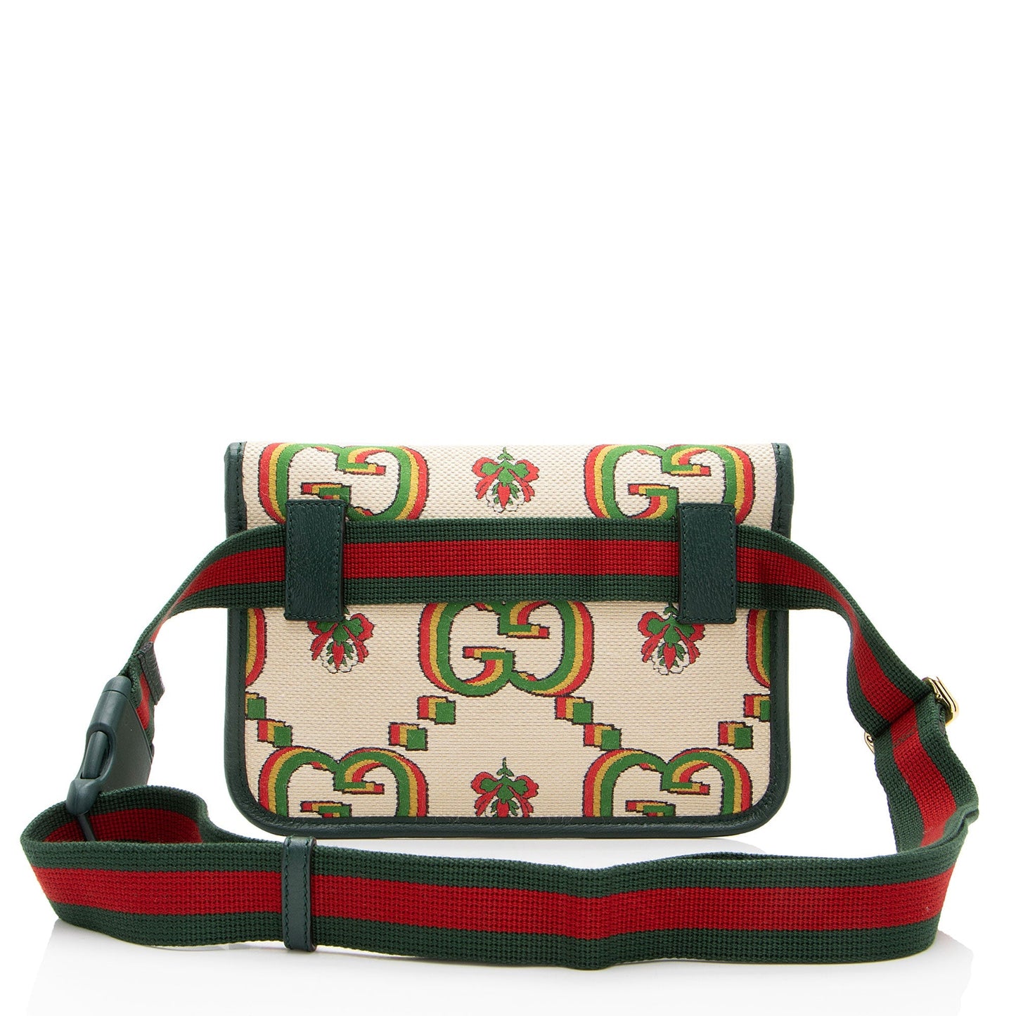 Gucci Jumbo GG Embroidered Floral Belt Leather Canvas Nylon Beige Accessory