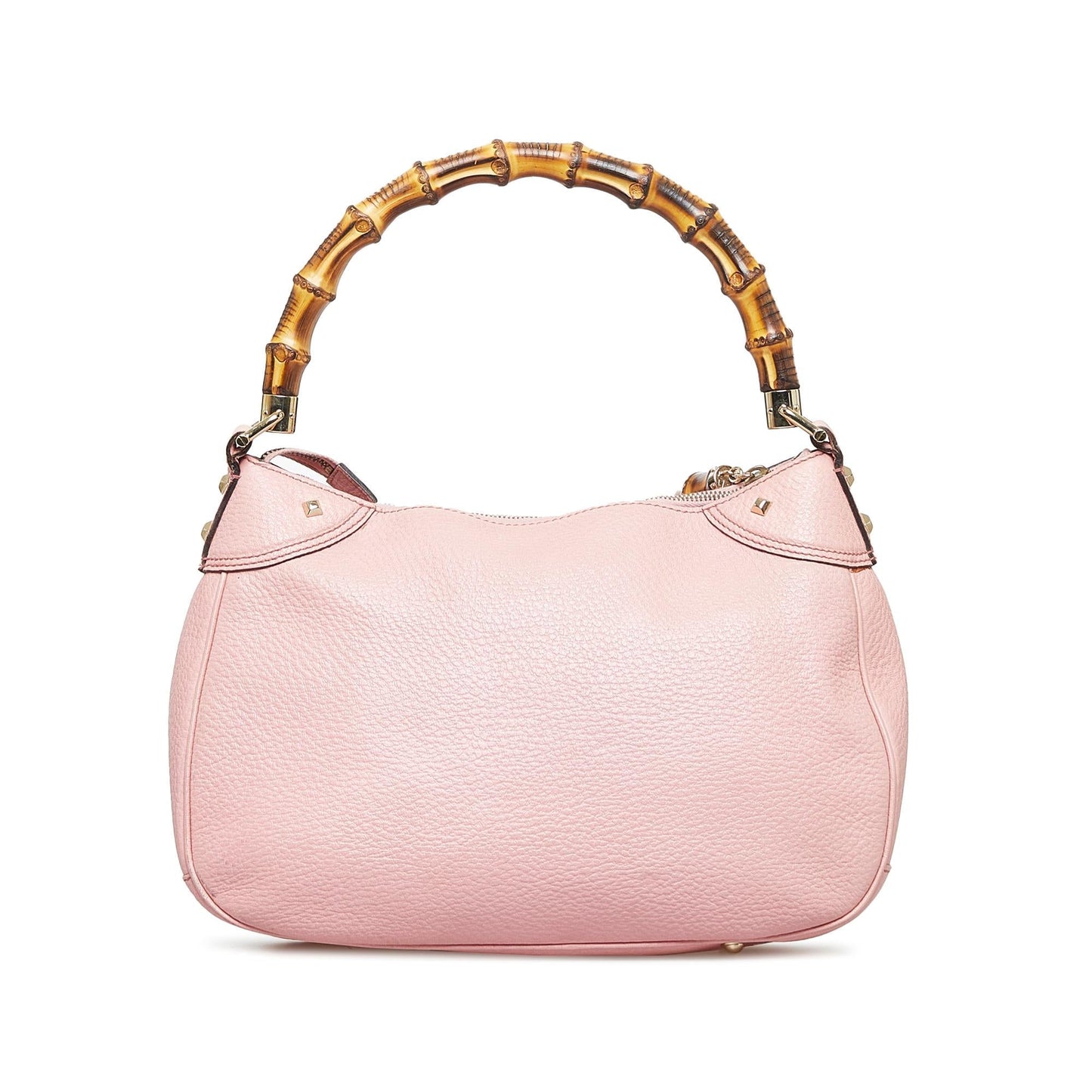 Gucci Nailhead Bamboo SHG-InJ5MJ Calf Pink Satchel Bag