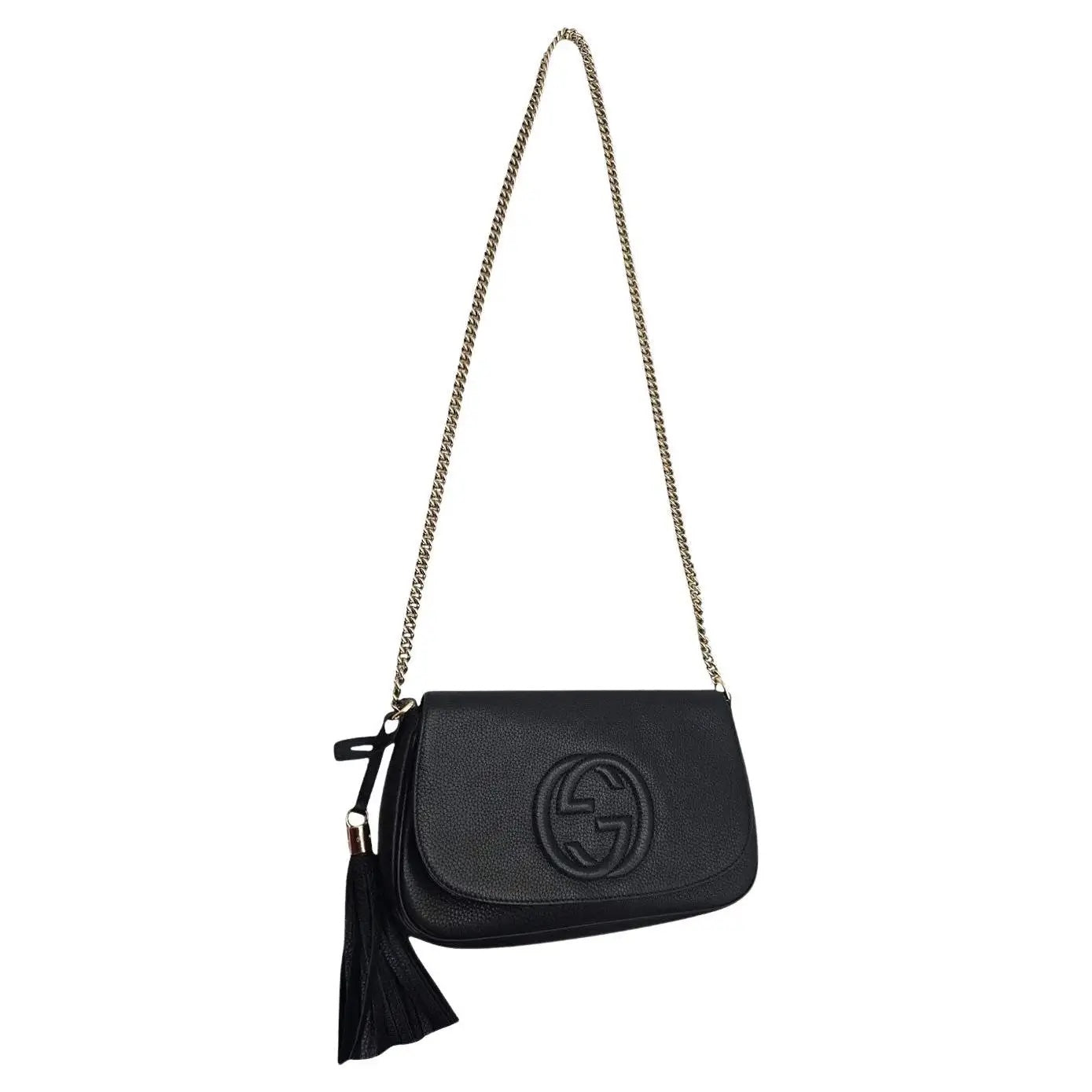 Gucci PEBBLED SOHO Leather Calfskin Chain Travel Bag
