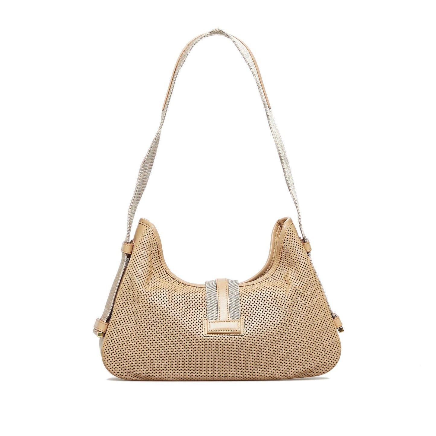 Gucci Perforated Jackie SHG-FHA5EO Canvas Brown Shoulder Bag