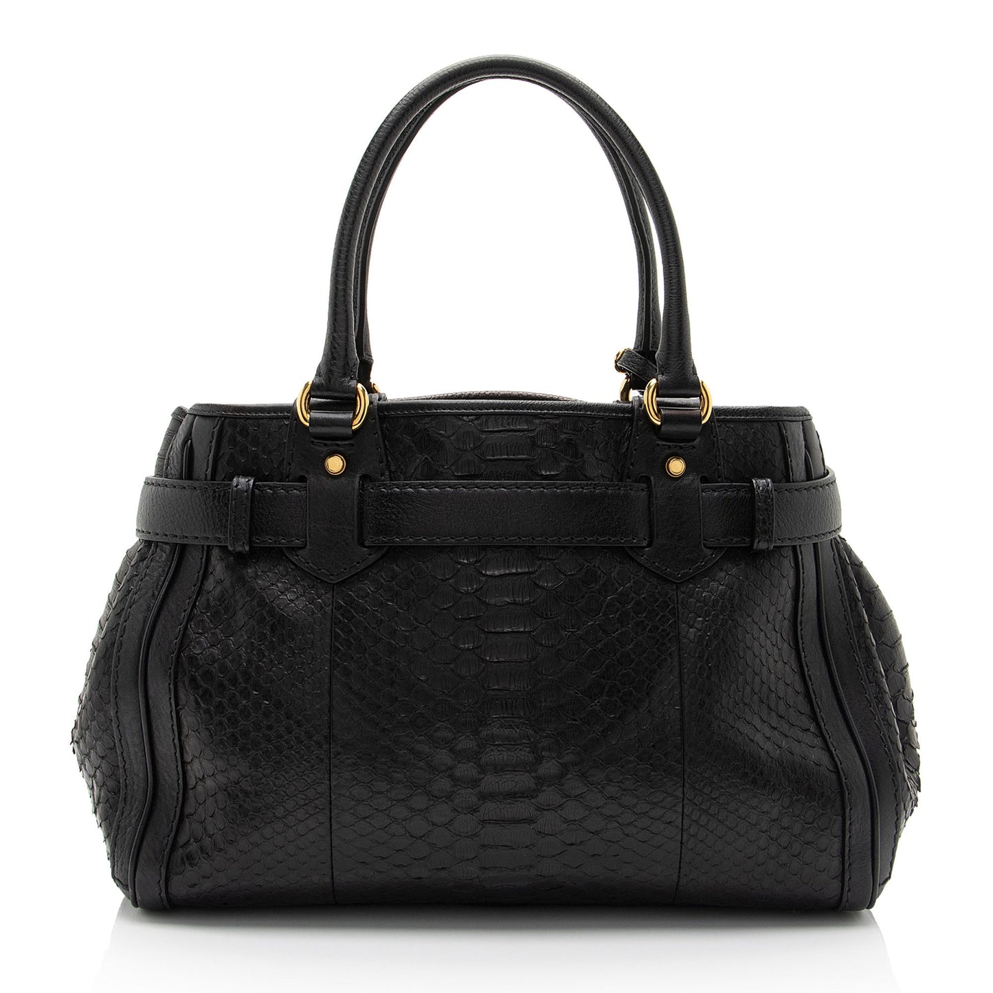 Gucci GG Running SHF-6xup9n Leather Python Black Medium Satchel Bag
