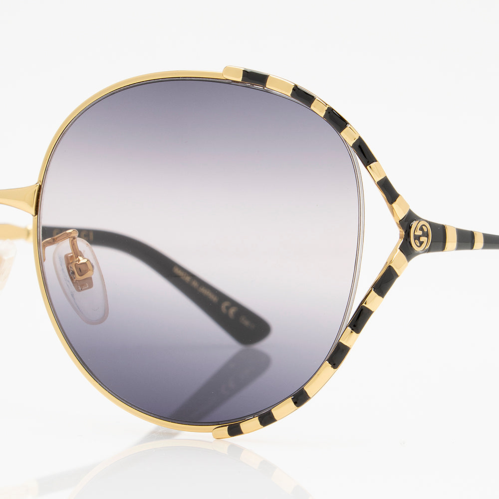 Gucci Round GG Sunglasses SHF Black Gold Accessory