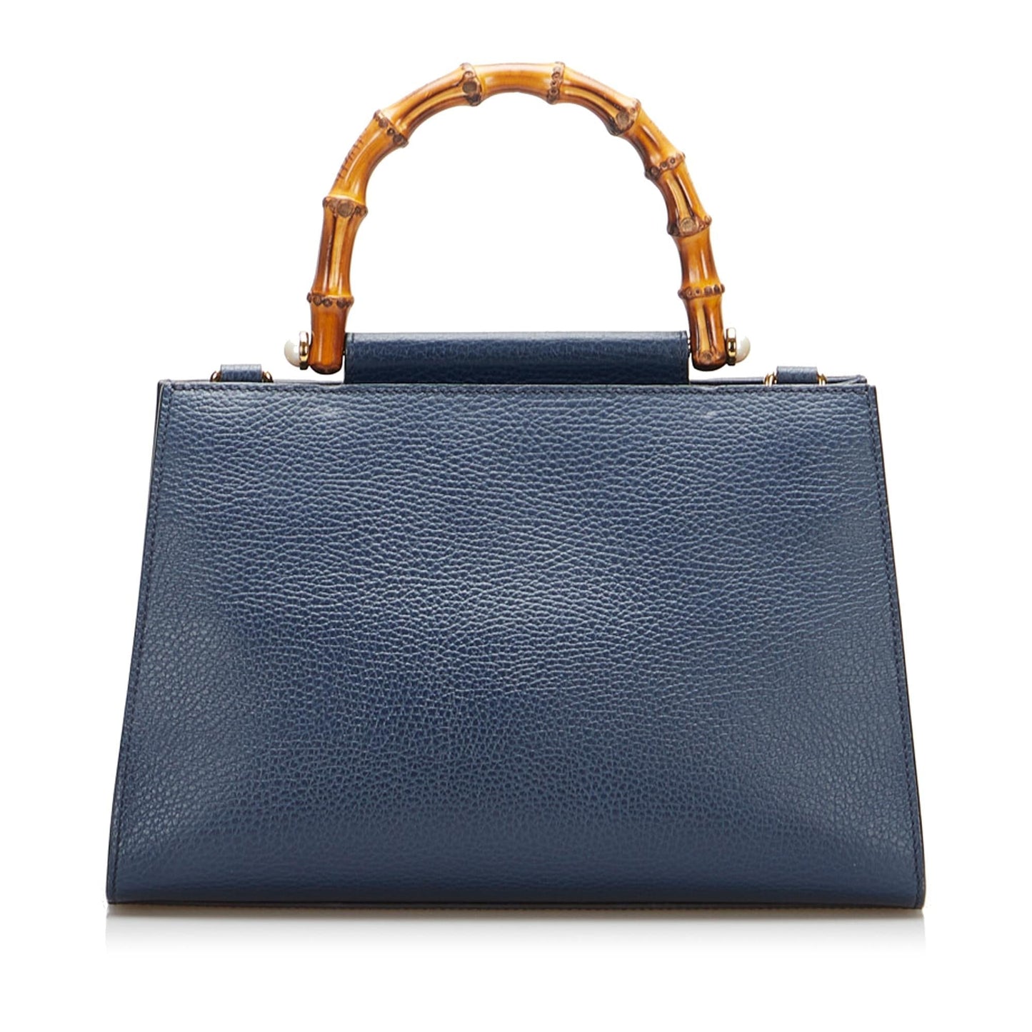 Gucci Bamboo Nymphaea SHG-m6Hp5z Calf Blue Small Satchel Bag