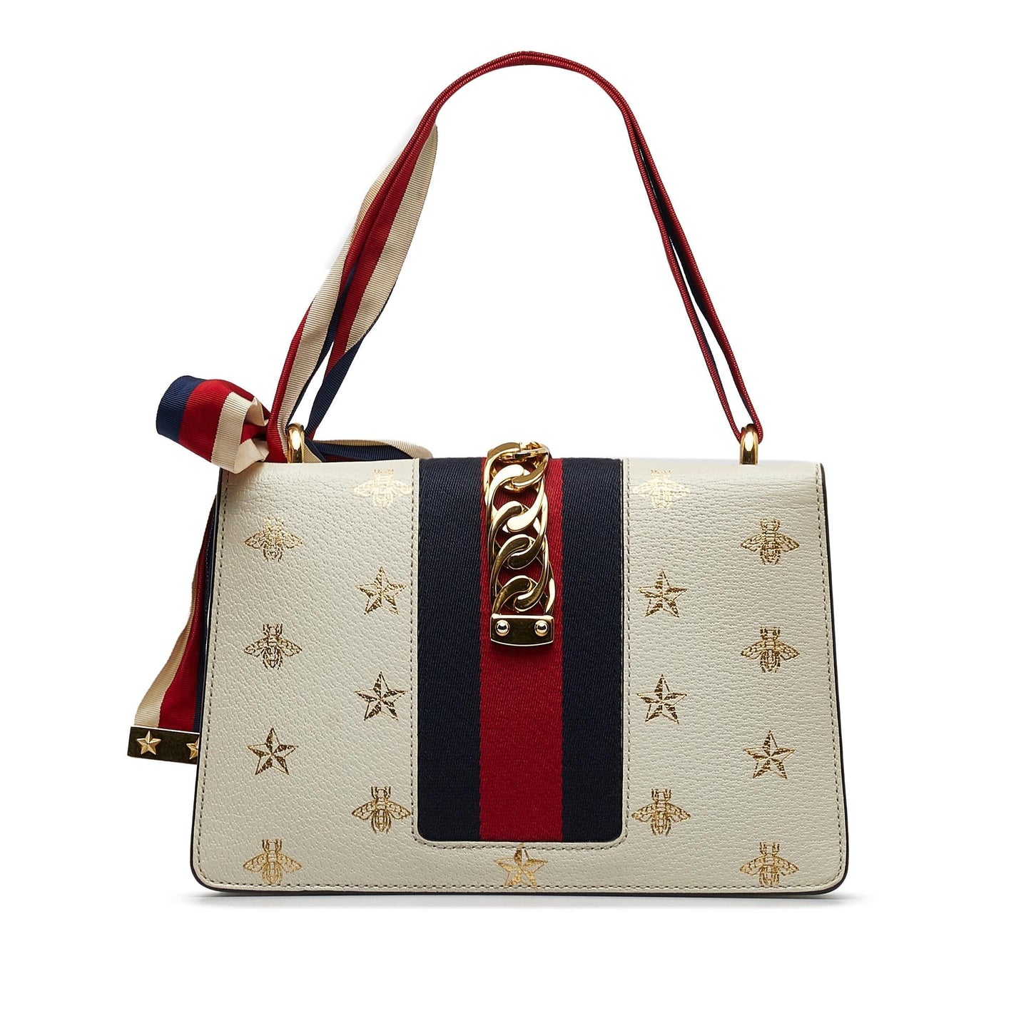 Gucci Bee Star Sylvie SHG-WlqOsn Calf White Small Crossbody Bag