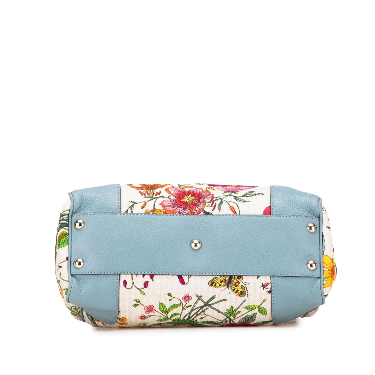 Gucci Flora Bamboo Shopper Canvas Small Tote Bag